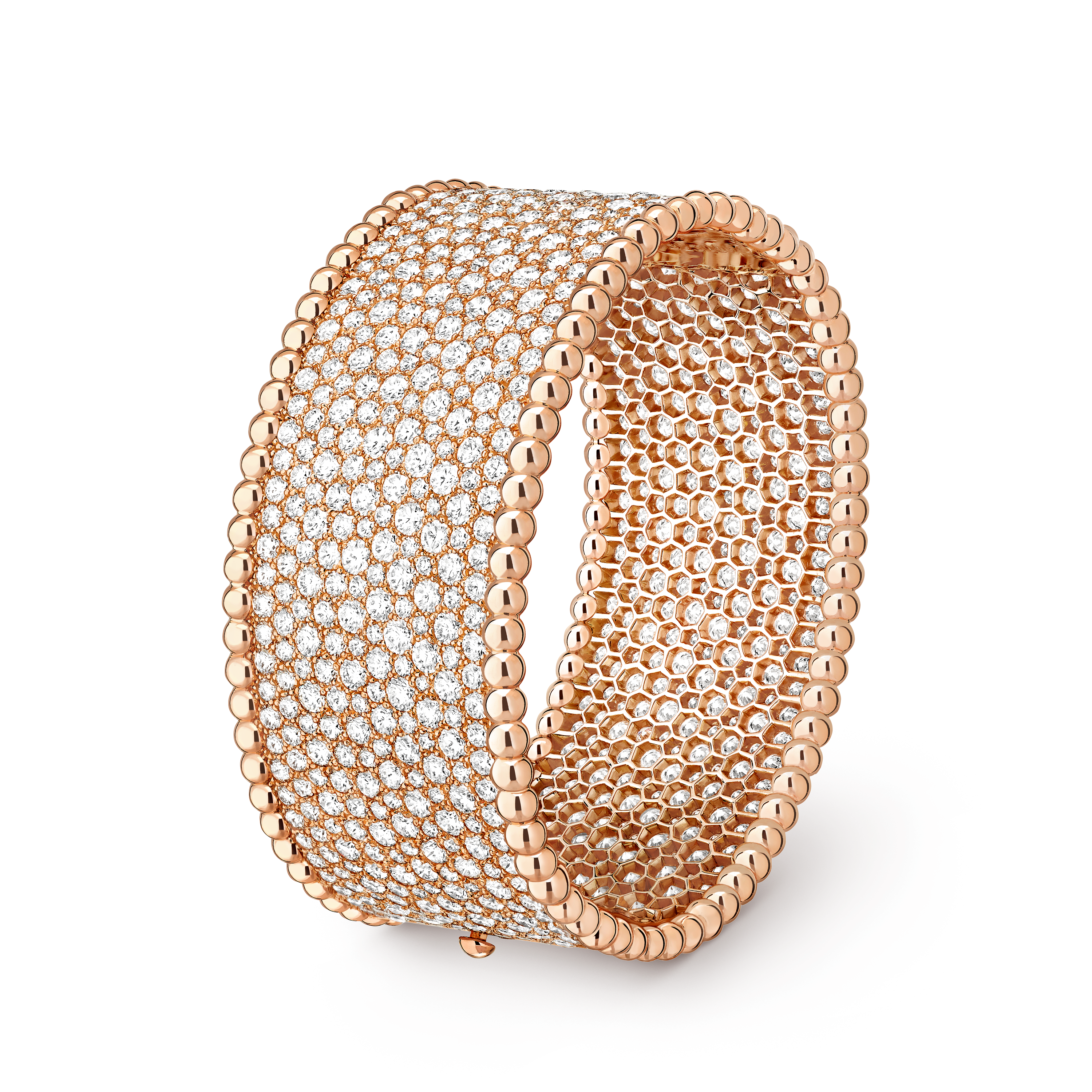 ペルレ ダイヤモンド カフリンク、スモールモデル 18K イエロー