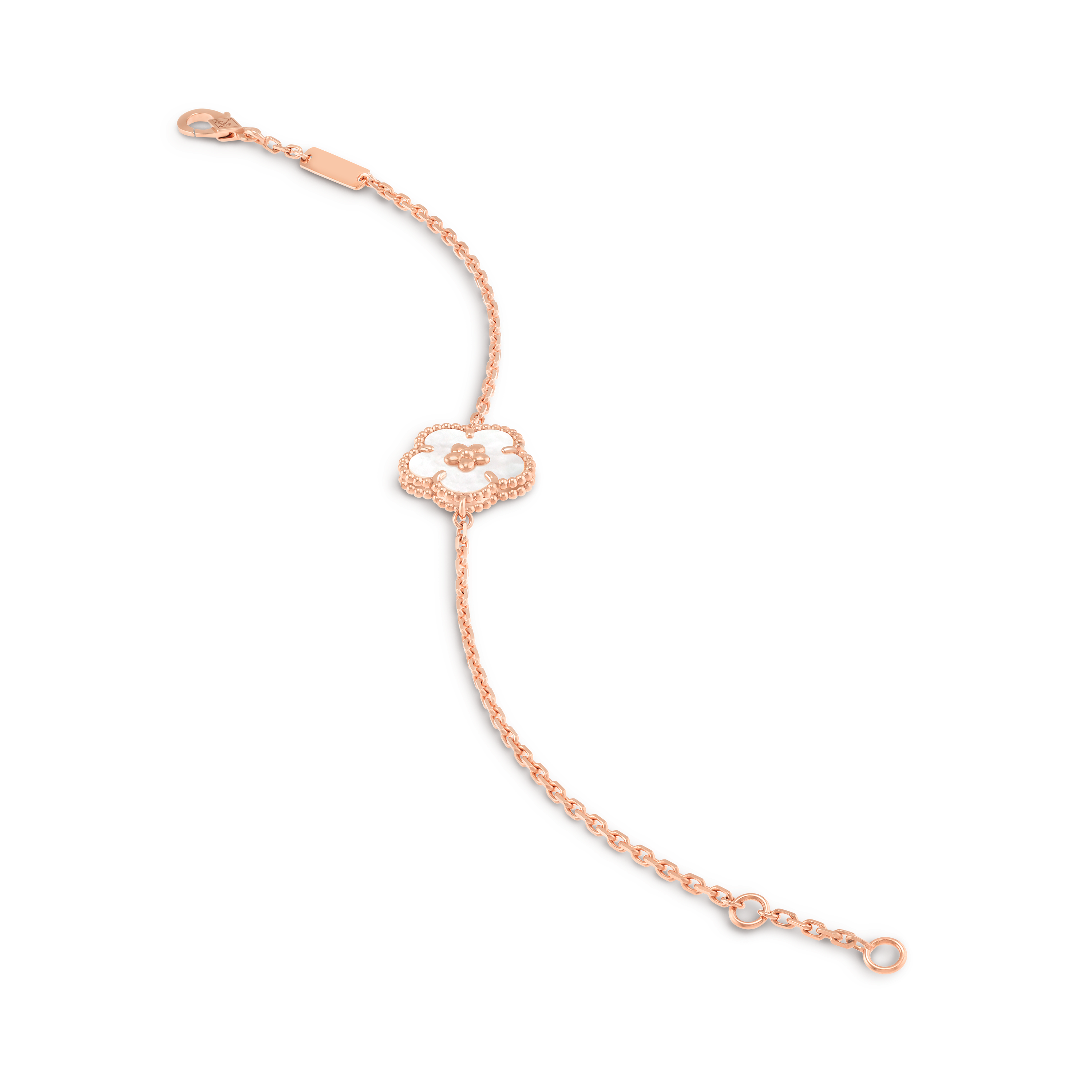 Lucky Spring手链，梅花, 18K玫瑰金, 珍珠母贝:  1 宝石, Close Up, Jewelry Bracelet_梵克雅宝_Van Cleef & Arpels