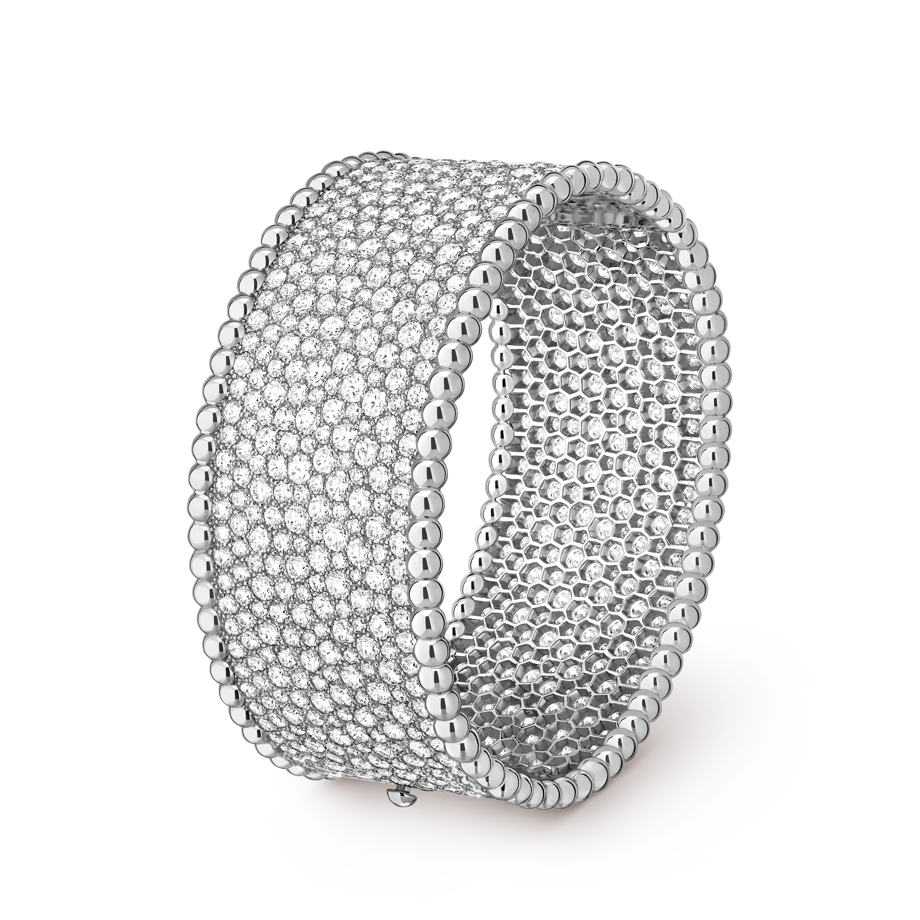 ペルレ ダイヤモンド カフ ブレスレット 18K ホワイトゴールド
