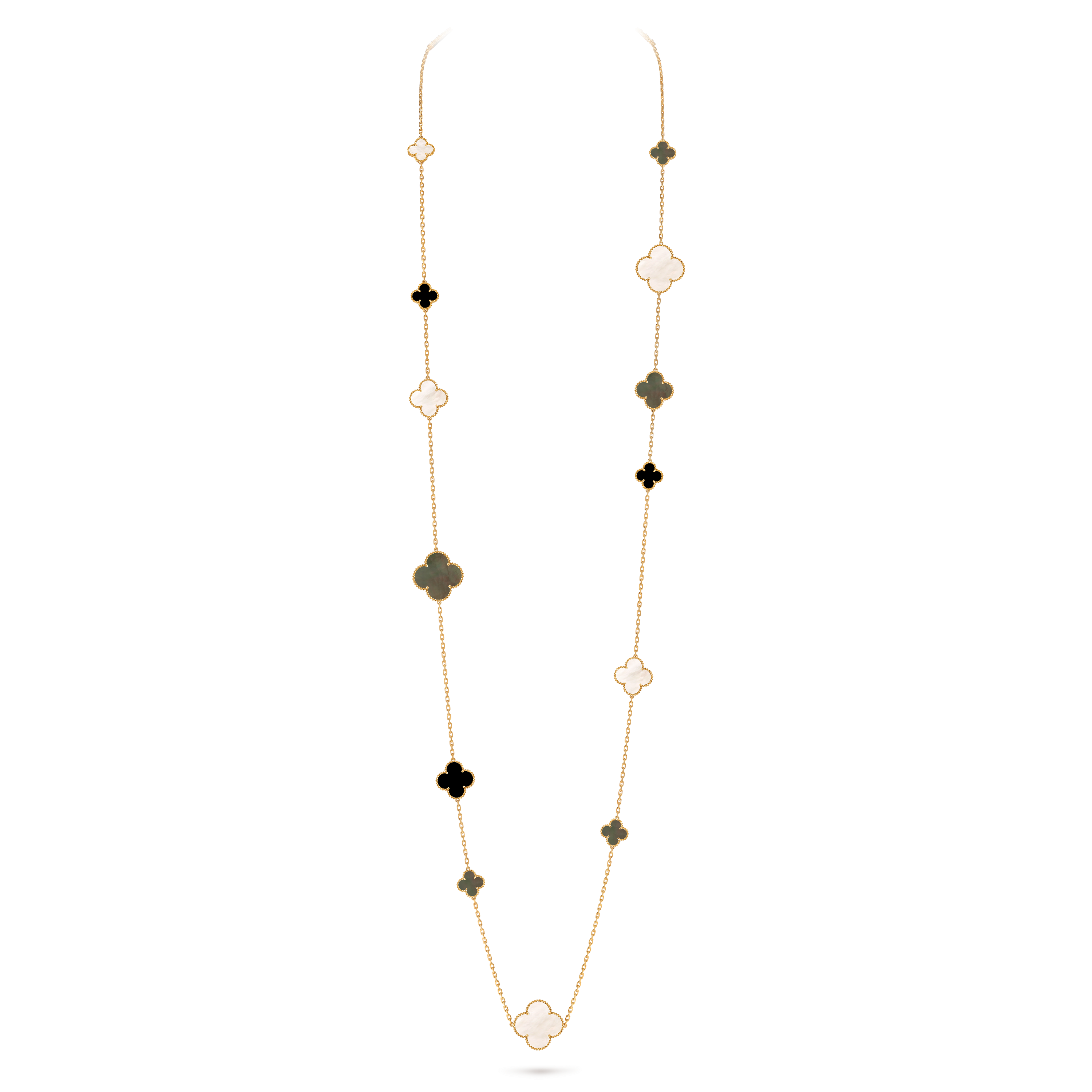 マジック アルハンブラ ロングネックレス、16モチーフ 18K