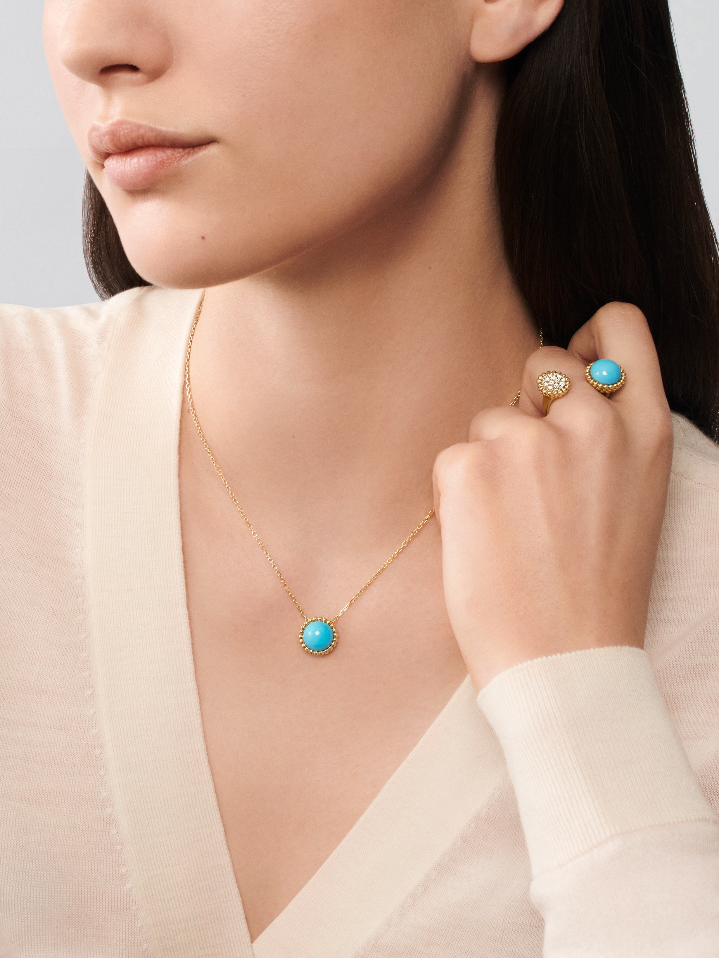 ペルレ クルール ペンダント 18K イエローゴールド, ターコイズ