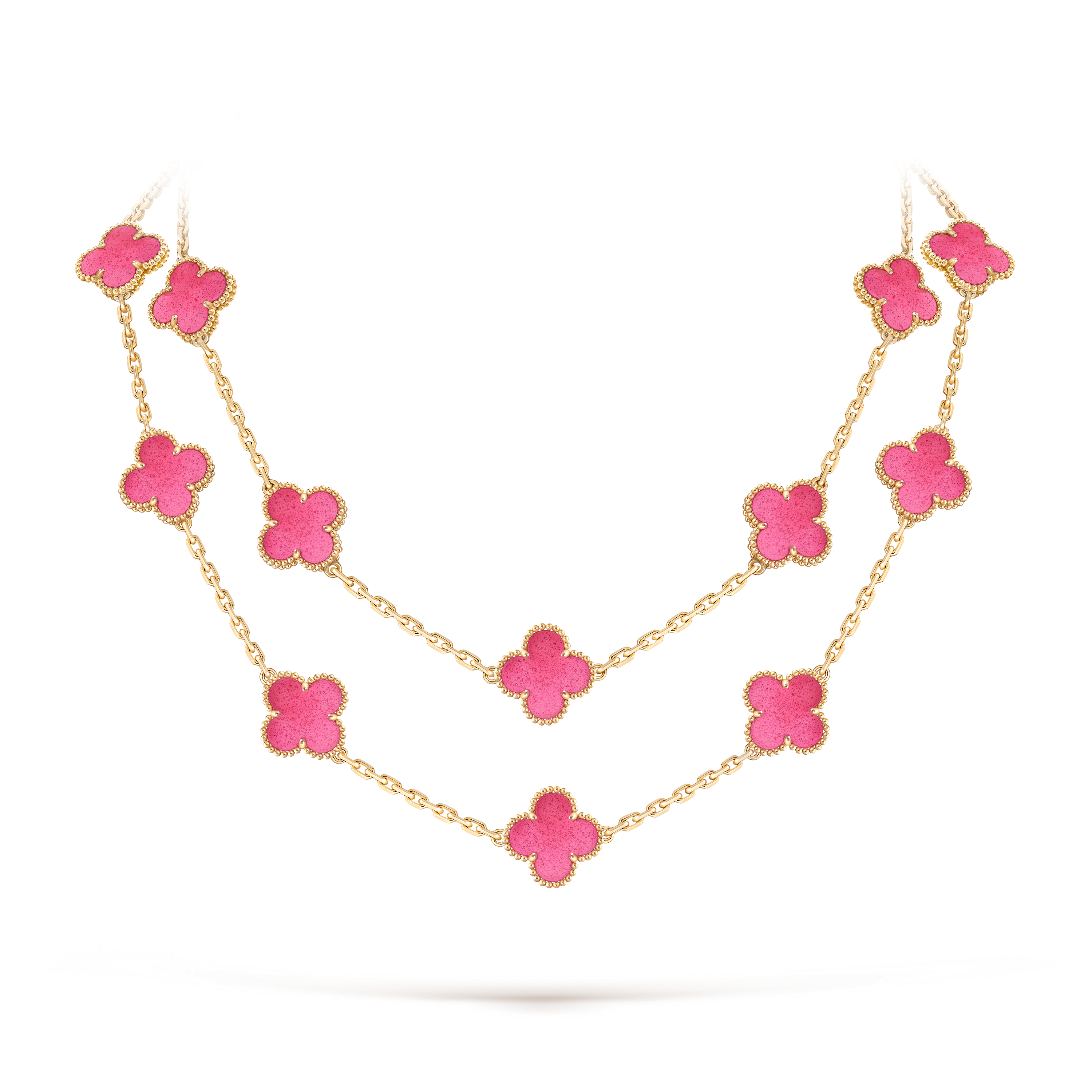 Vintage Alhambra long necklace, 20 motifs, 18K yellow gold, Detail, Jewelry Long Necklace - Van Cleef & Arpels