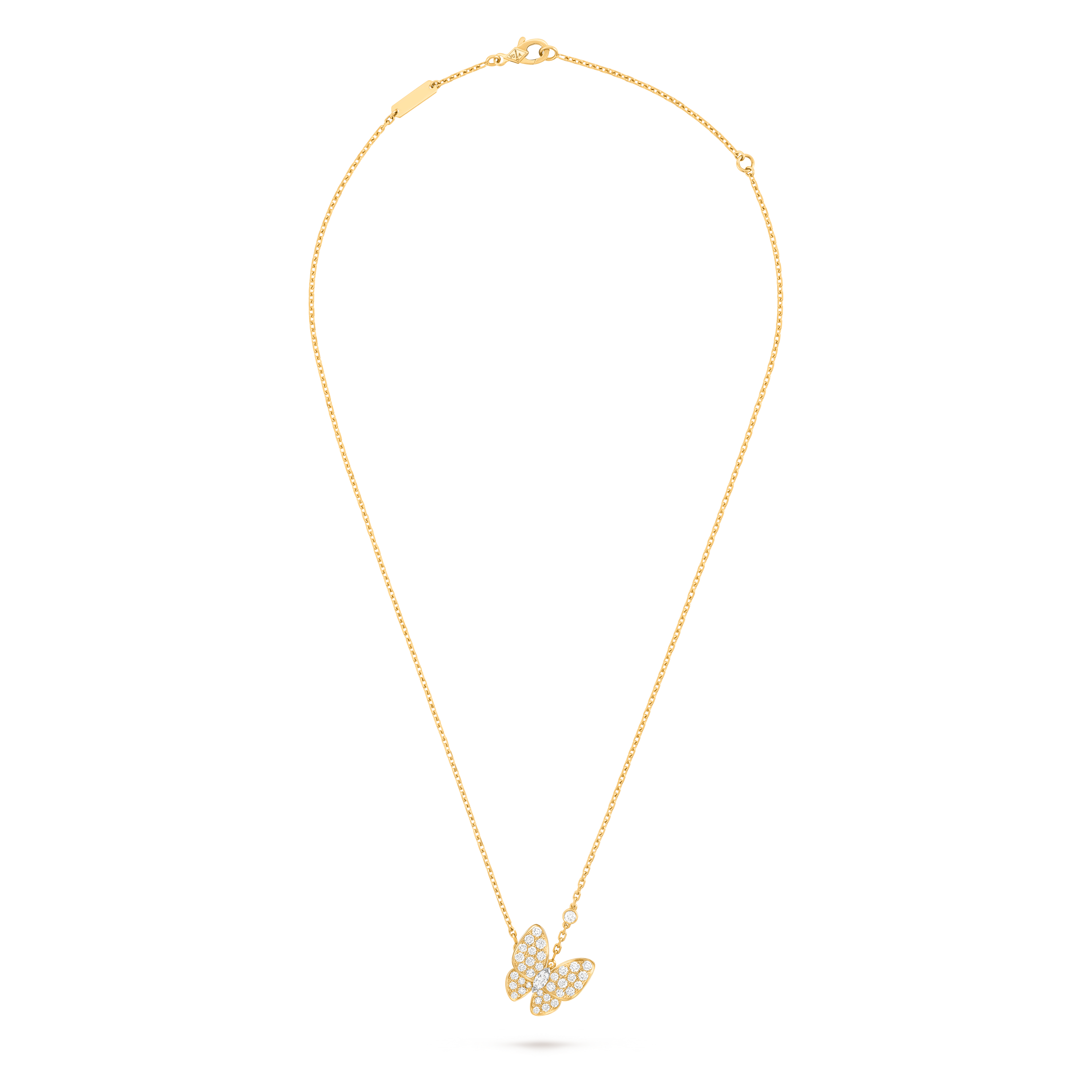 Two Butterfly pendant, 18K yellow gold, 18K white gold, Diamond:  36 stones,  0.88 carat, Front, Jewelry Pendent - Van Cleef & Arpels