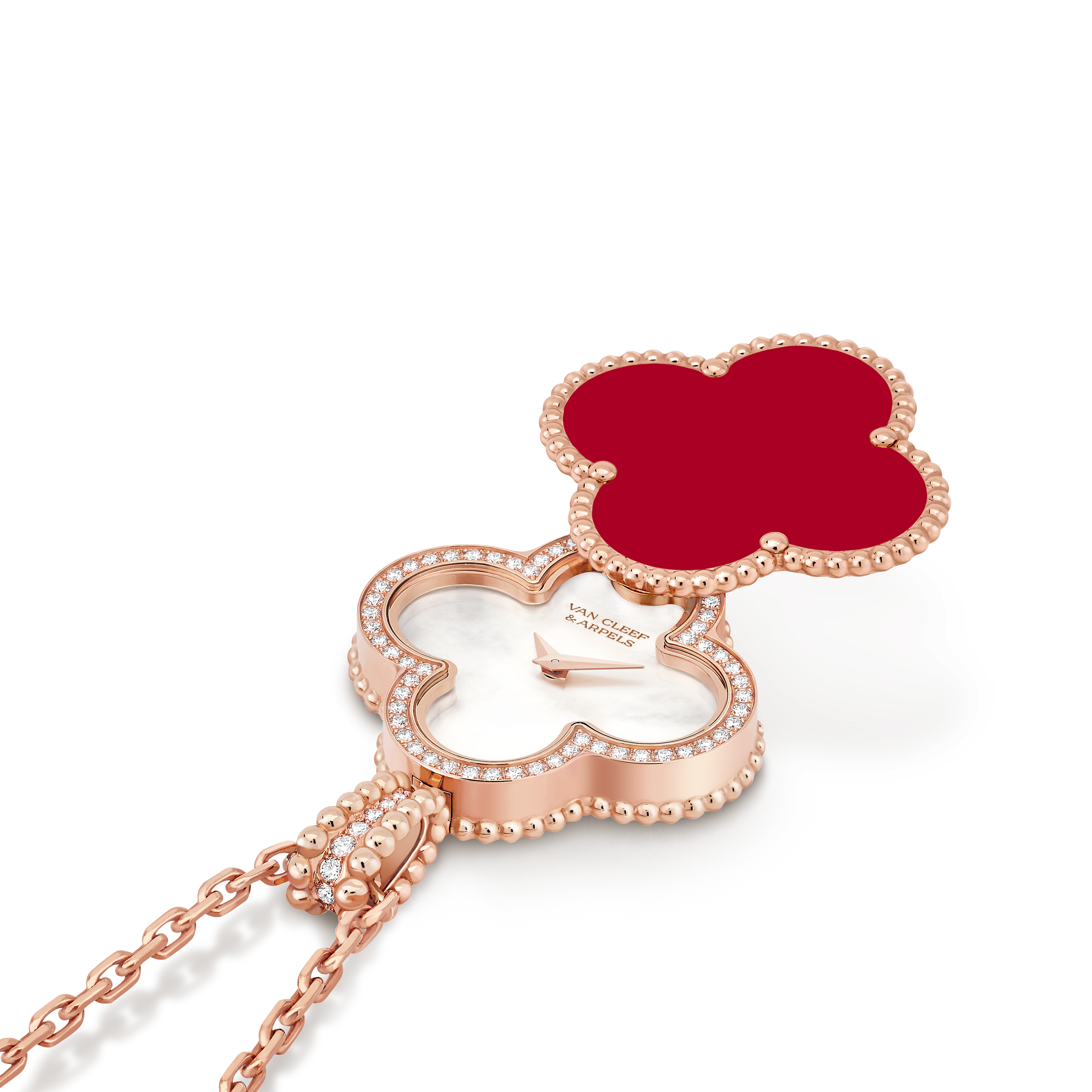 Van Cleef & Arpels VCA Vintage Alhambra Carnelian Rose Gold Pendant