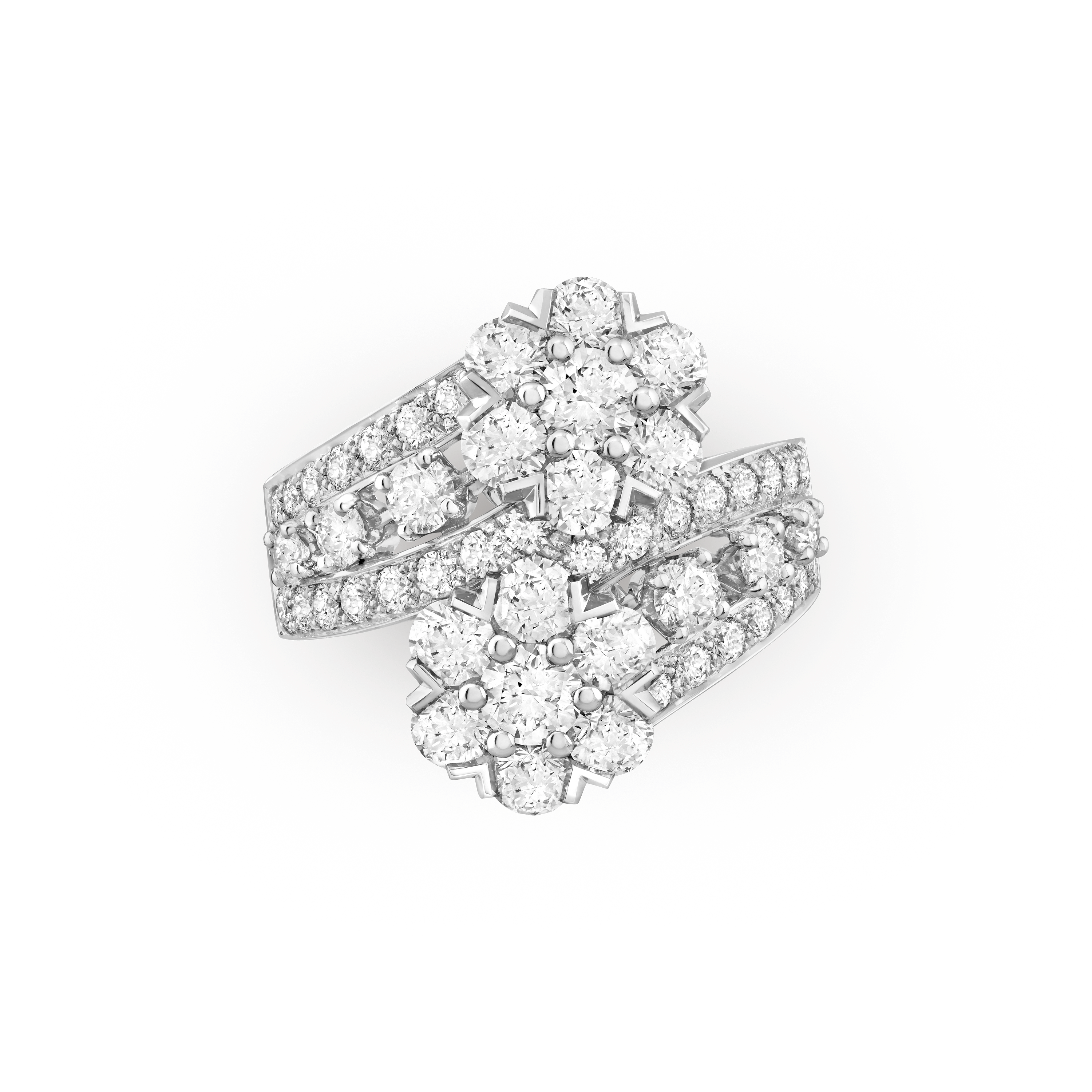 Snowflake ring, 18K white gold, Diamond:  50 stones,  3 carats, Top, High Jewelry Ring - Van Cleef & Arpels