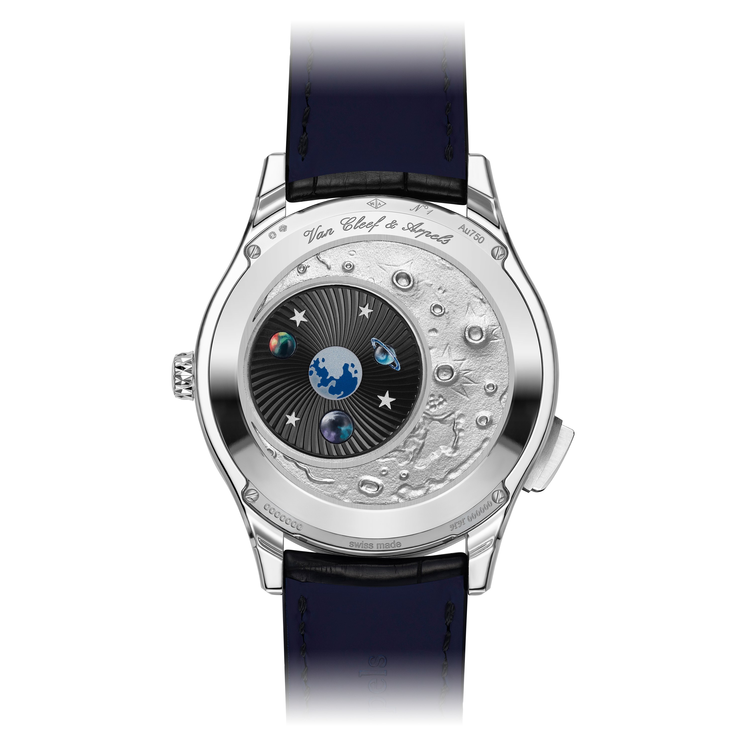 ساعة ميدنايت جور نوي فاز دو لون, ذهب أبيض 18 قيراط, أفنتورين:  2 أحجار, عرق اللؤلؤ:  2 أحجار, Open, Watch - Van Cleef & Arpels
