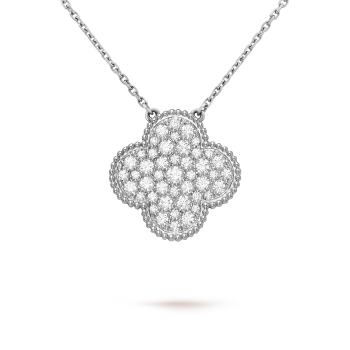 Vintage Alhambra pendant 18K white gold Diamond Van Cleef Arpels