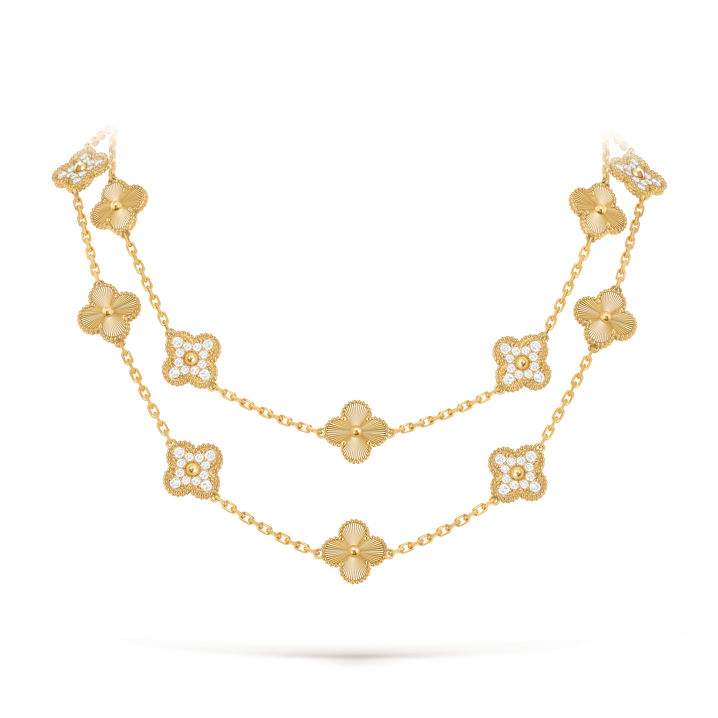 ヴィンテージ アルハンブラ ロングネックレス、20モチーフ 18K