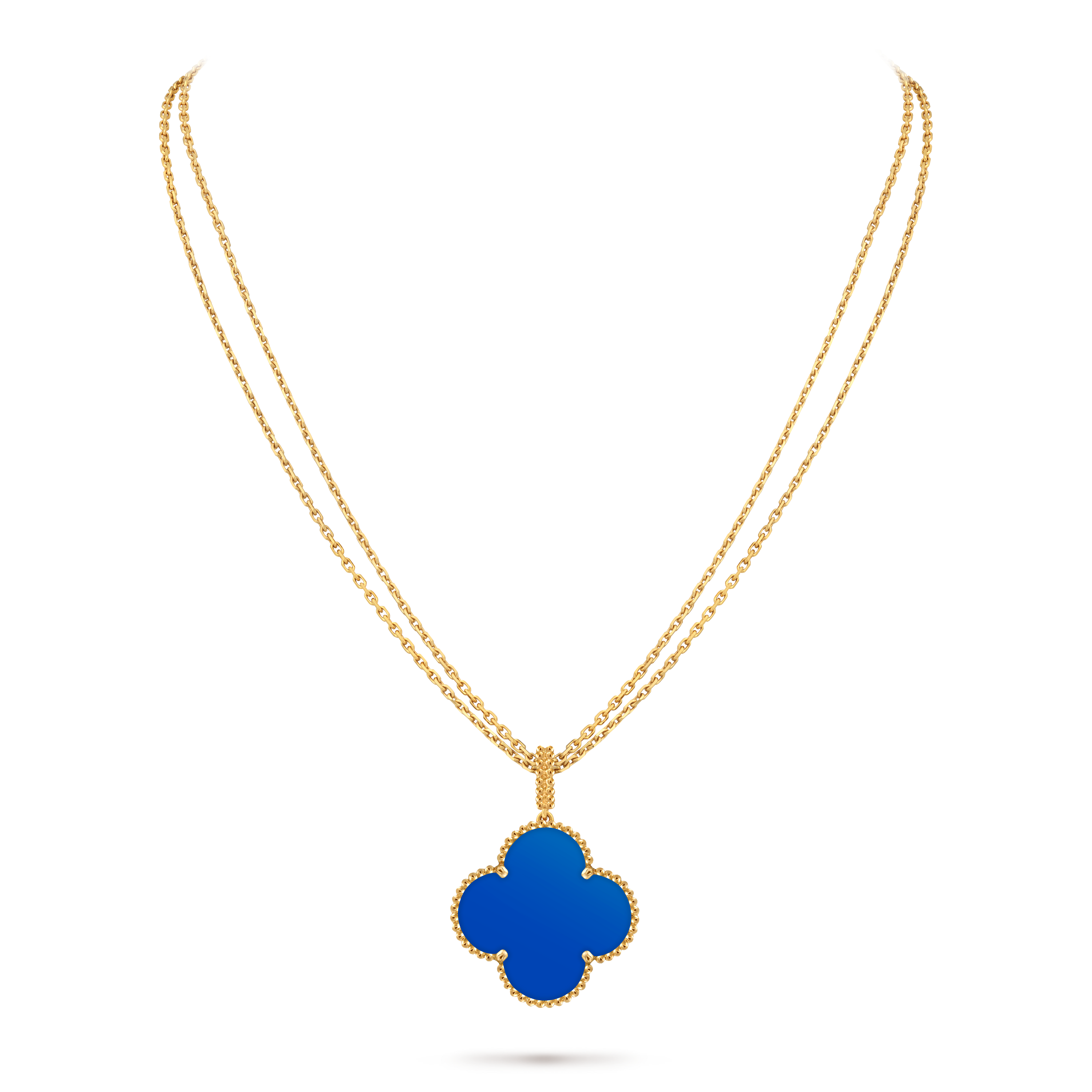 Vintage Alhambra long necklace, 20 motifs 18K yellow gold