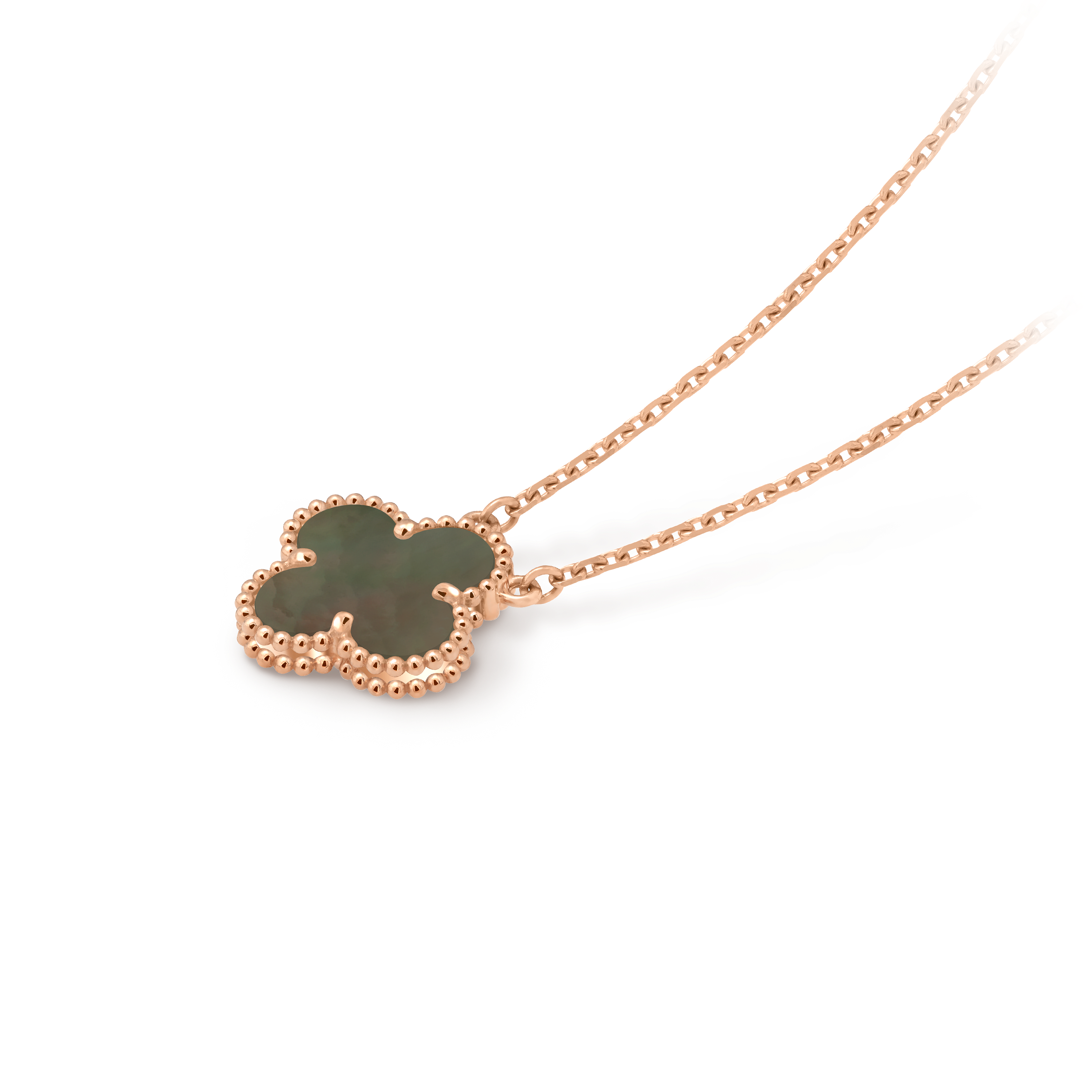 グレーマザーオブパール ロングネックレス ローズゴールド マジック アルハンブラ ロングネックレス、1 モチーフ 18K