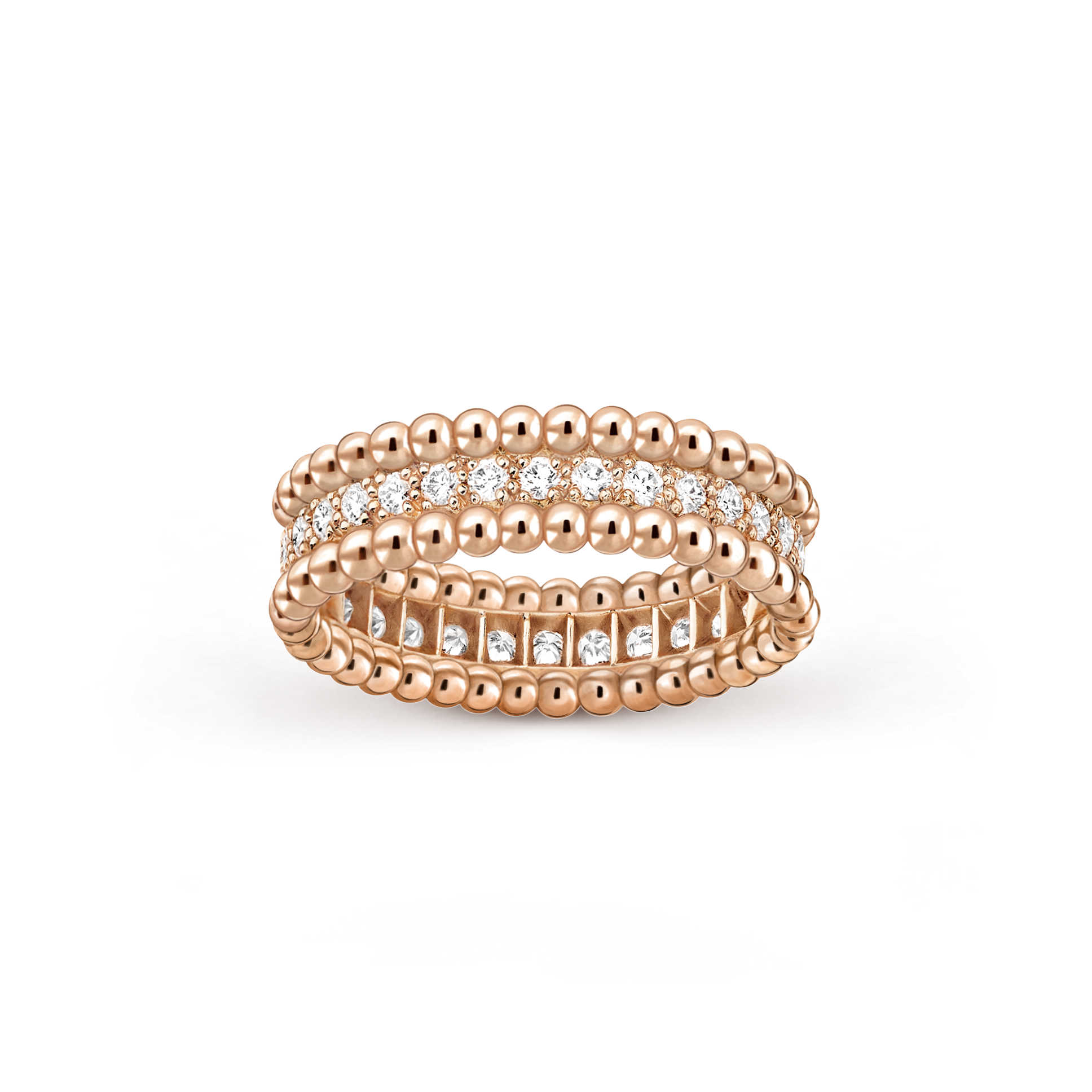 ファッション通販 ペルレ ゴールド ローズ 18K 1連モデル リング ダイヤモンド 指輪