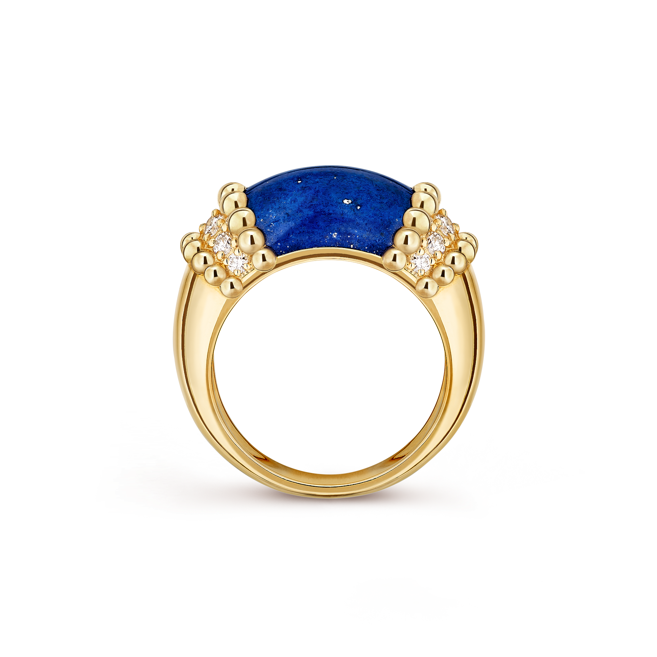 Perlée couleurs戒指, 18K黃金, 鑽石:  12顆寶石,  0.29克拉, 青金石:  1顆寶石, Profile, Jewelry Ring- Van Cleef & Arpels