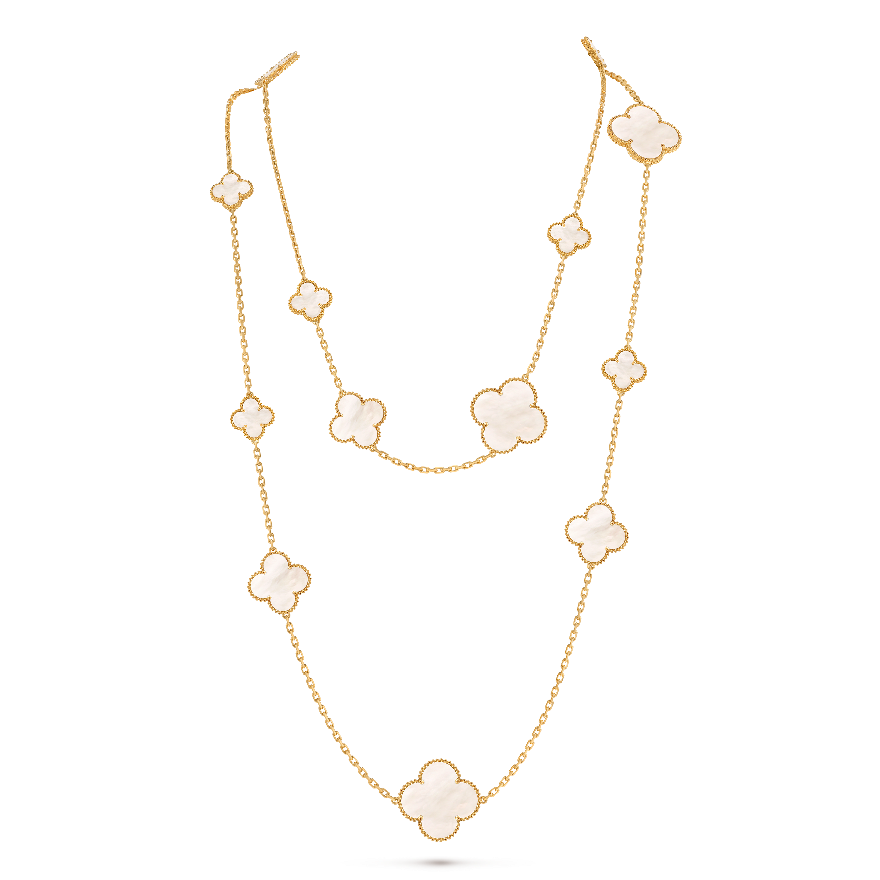 Magic Alhambra长项链,16图案, 18K黄金, 珍珠母贝:  16 stones, Detail, Jewelry Long Necklace_梵克雅宝_Van Cleef & Arpels