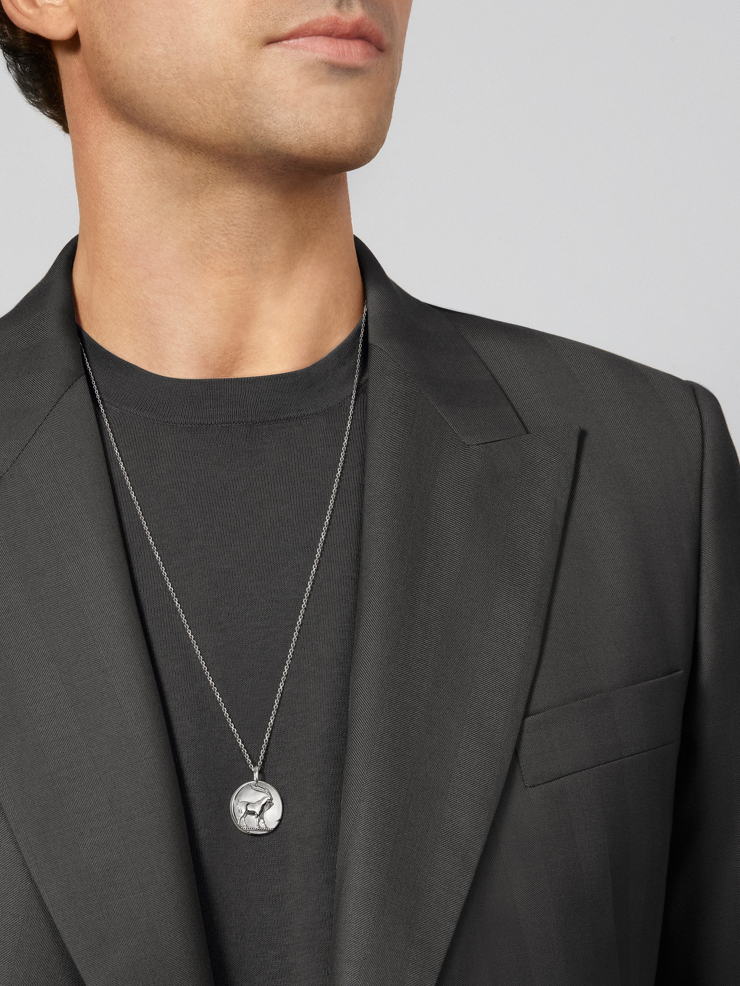 Zodiaque medal Capricorni (Capricorn), 18K white gold, Worn Detail, Jewelry Pendent - Van Cleef & Arpels