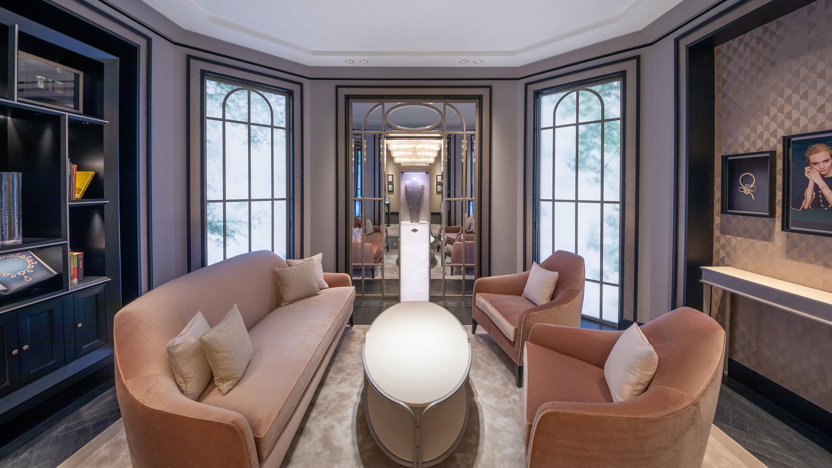 China, Qingdao Hisense Plaza, present the interior salon view, Van Cleef and Arpels.