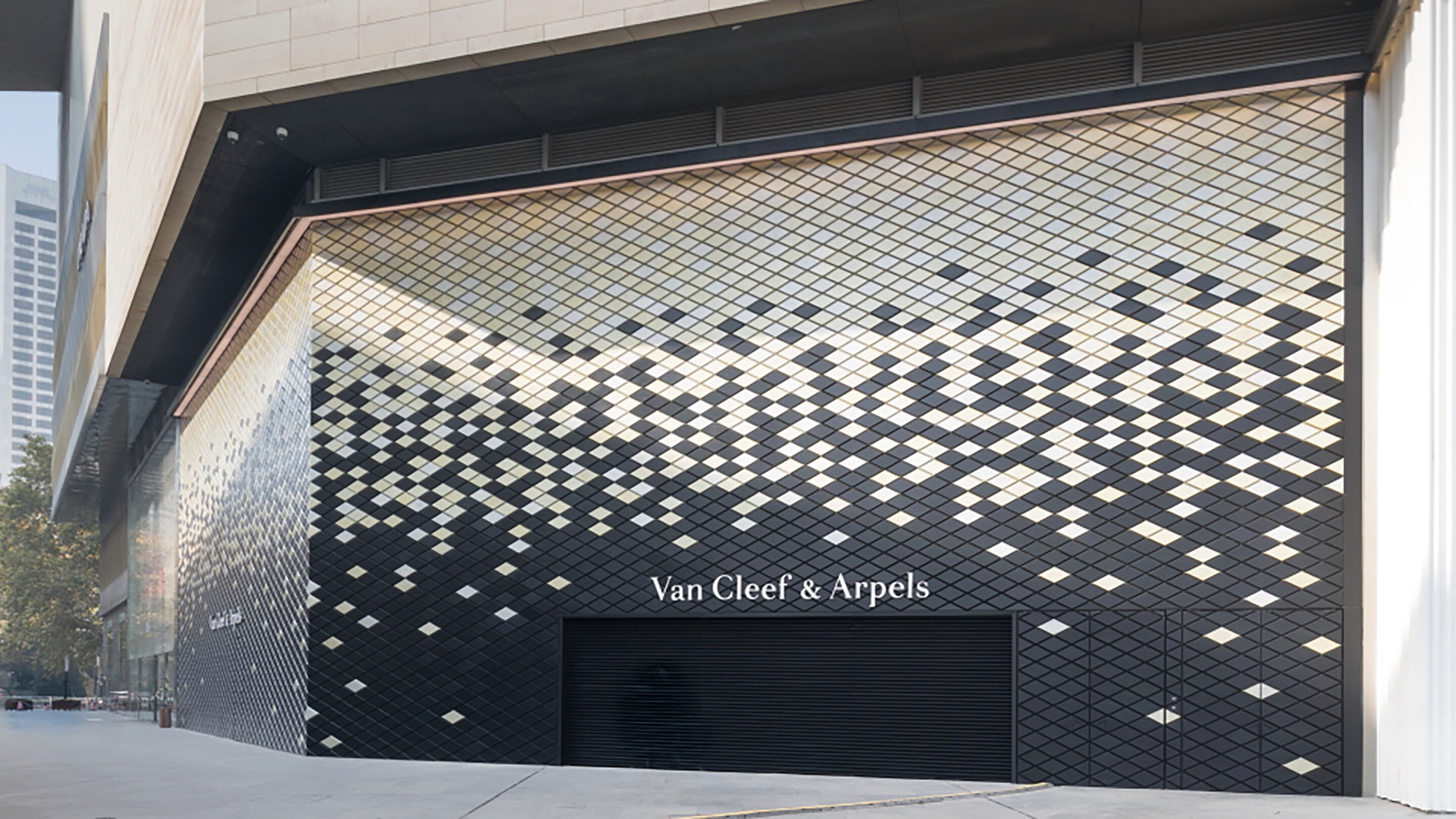 nanjing deji boutique present exterior facade view, Van Cleef & Arpels