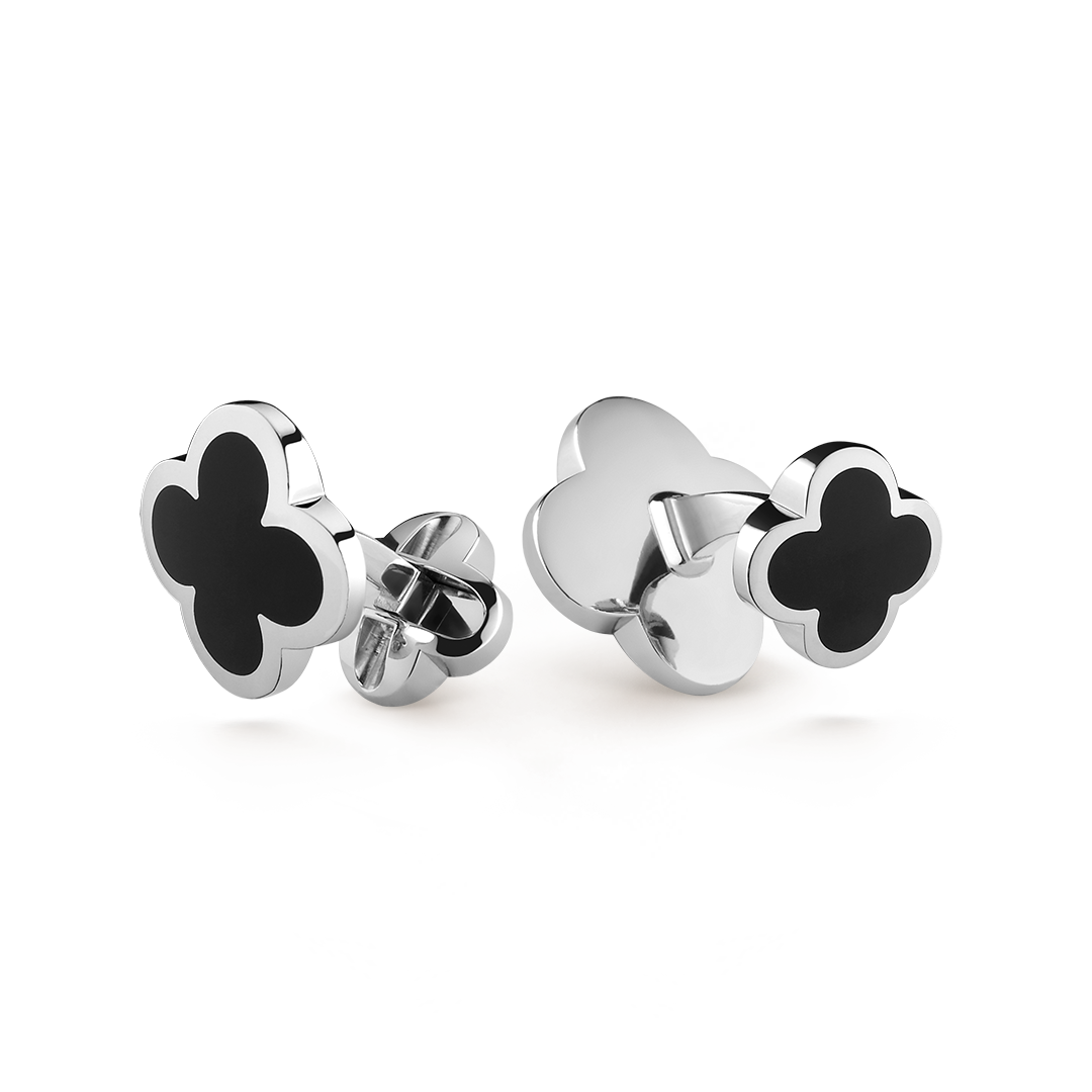 Запонки Alhambra, біле золото, онікс. Інші колекції, Van Cleef & Arpels.