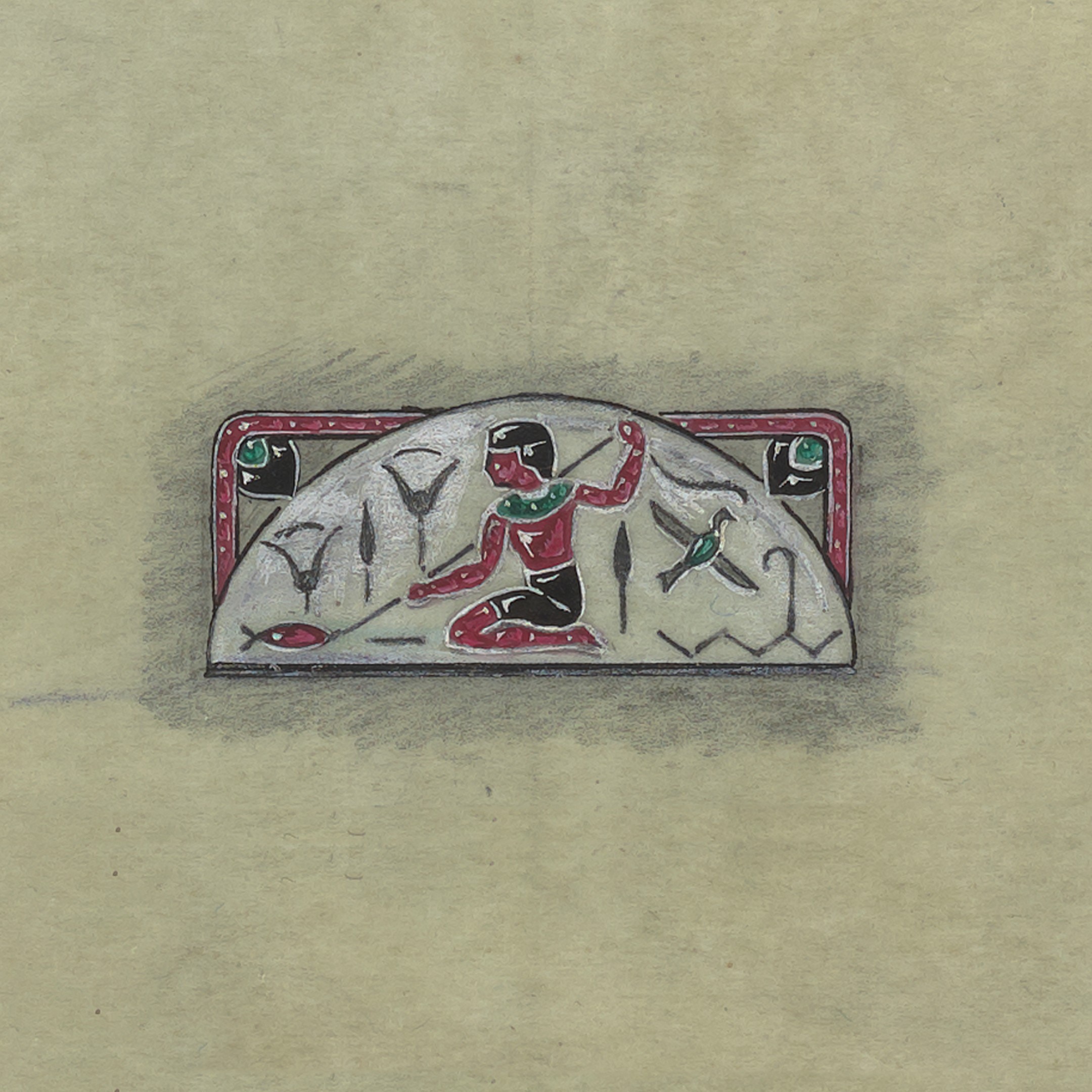Egyptian Pattern brooch design, circa 1925. Van Cleef & Arpels Archives