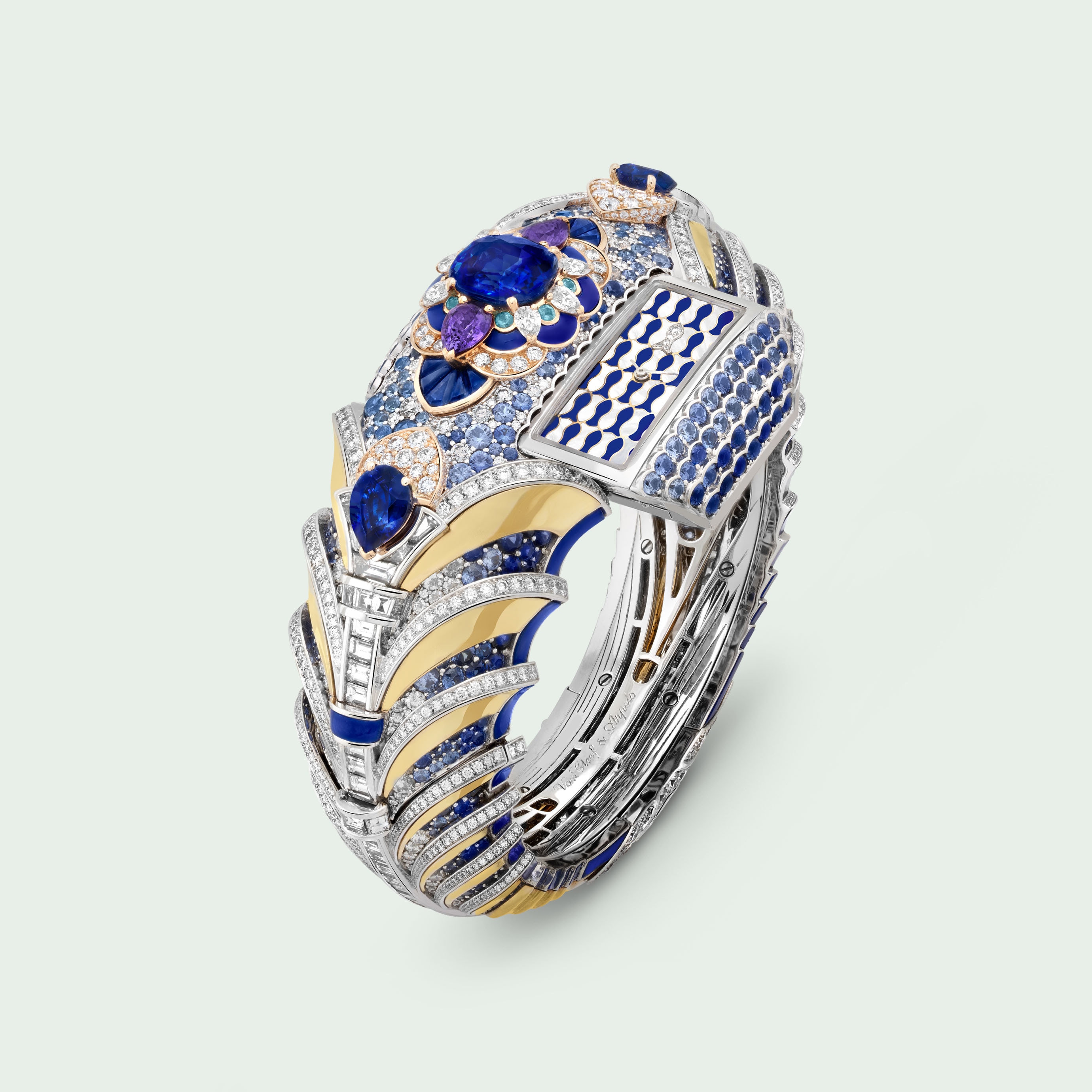 Aïda & Radamès腕表，石英机芯，白K金，黄K金，玫瑰金，蓝宝石，紫色蓝宝石，绿色碧玺，青金石，白色珍珠母贝，钻石，Love stories高级珠宝腕表系列