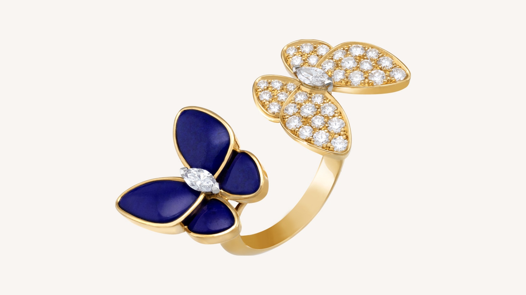 Two Butterfly between the finger ring, yellow gold, white gold, lapis lazuli, diamondsVan Cleef & Arpels