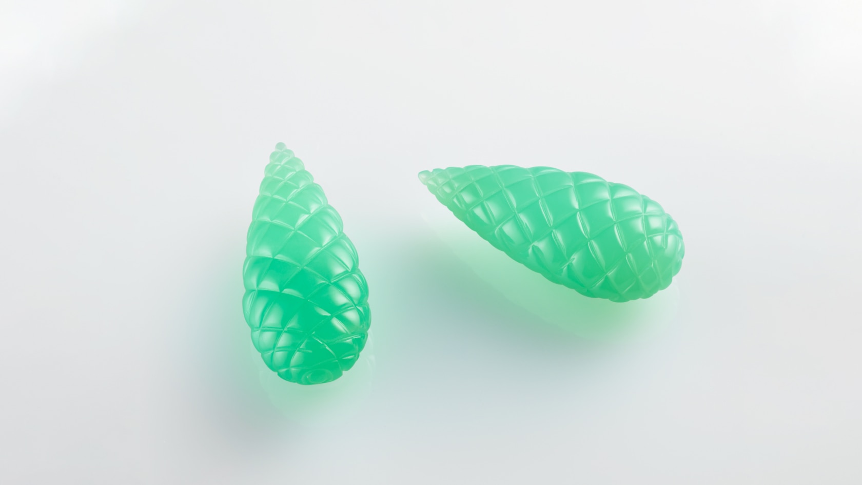Carved chrysoprase drops, Fleur de pinède earrings, Van Cleef & Arpels