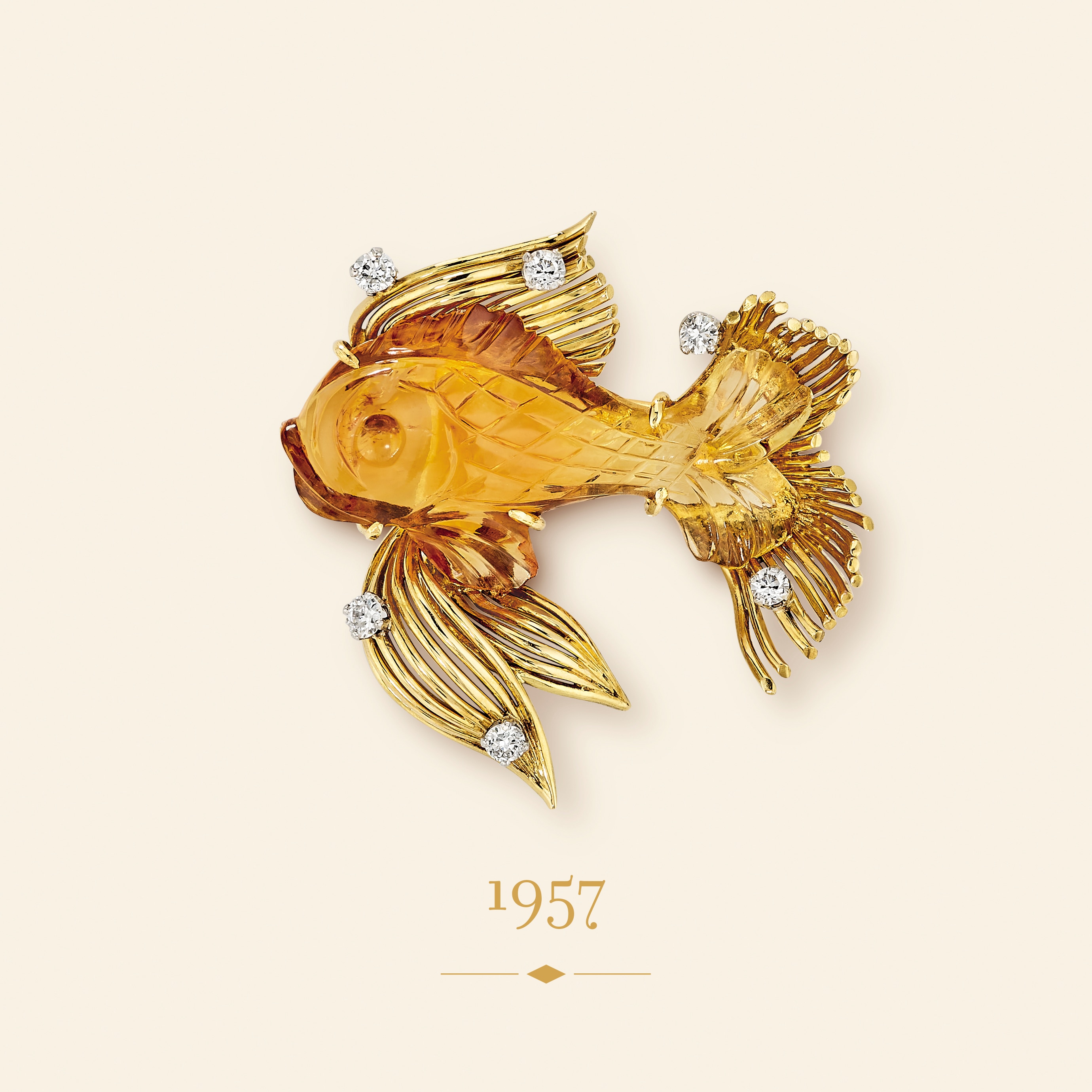Poisson voile clip, 1957. Yellow gold, citrine, diamonds. Van Cleef & Arpels Collection