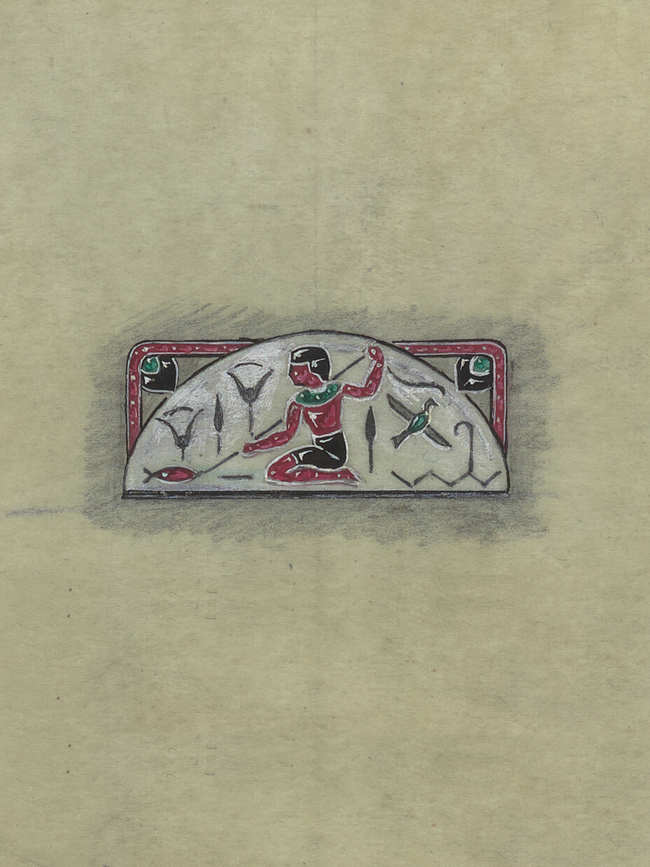 Drawing featuring an egyptien-inspired bracelet, circa 1925, Van Cleef & Arpels Archives