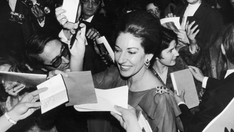 Maria Callas is signing autographs following a recital performance at the Théâtre des Champs Elysées, 1973, Van Cleef & Arpels