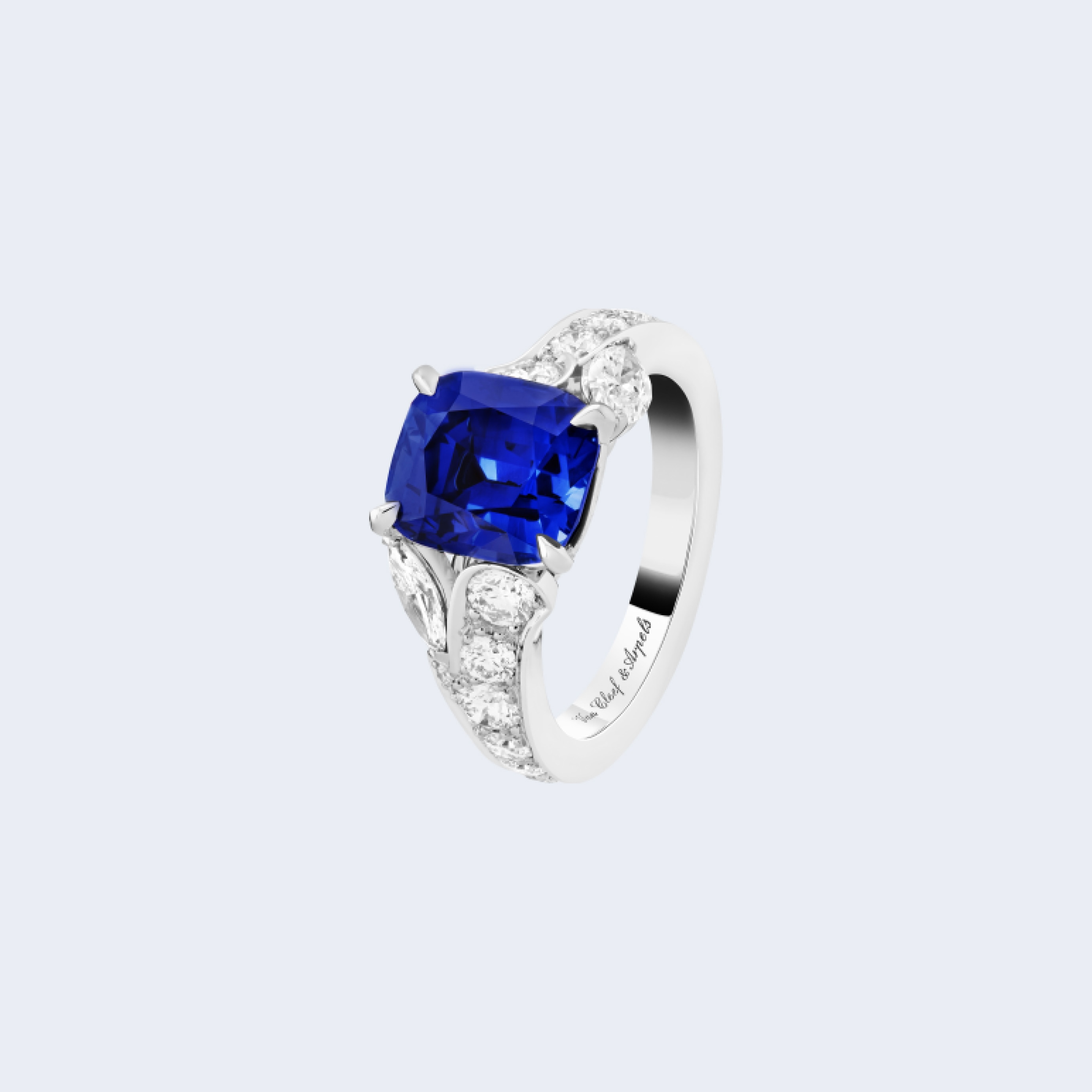 Van Cleef & Arpels Sapphire Cabochon and Diamond Floral Ring, 18K