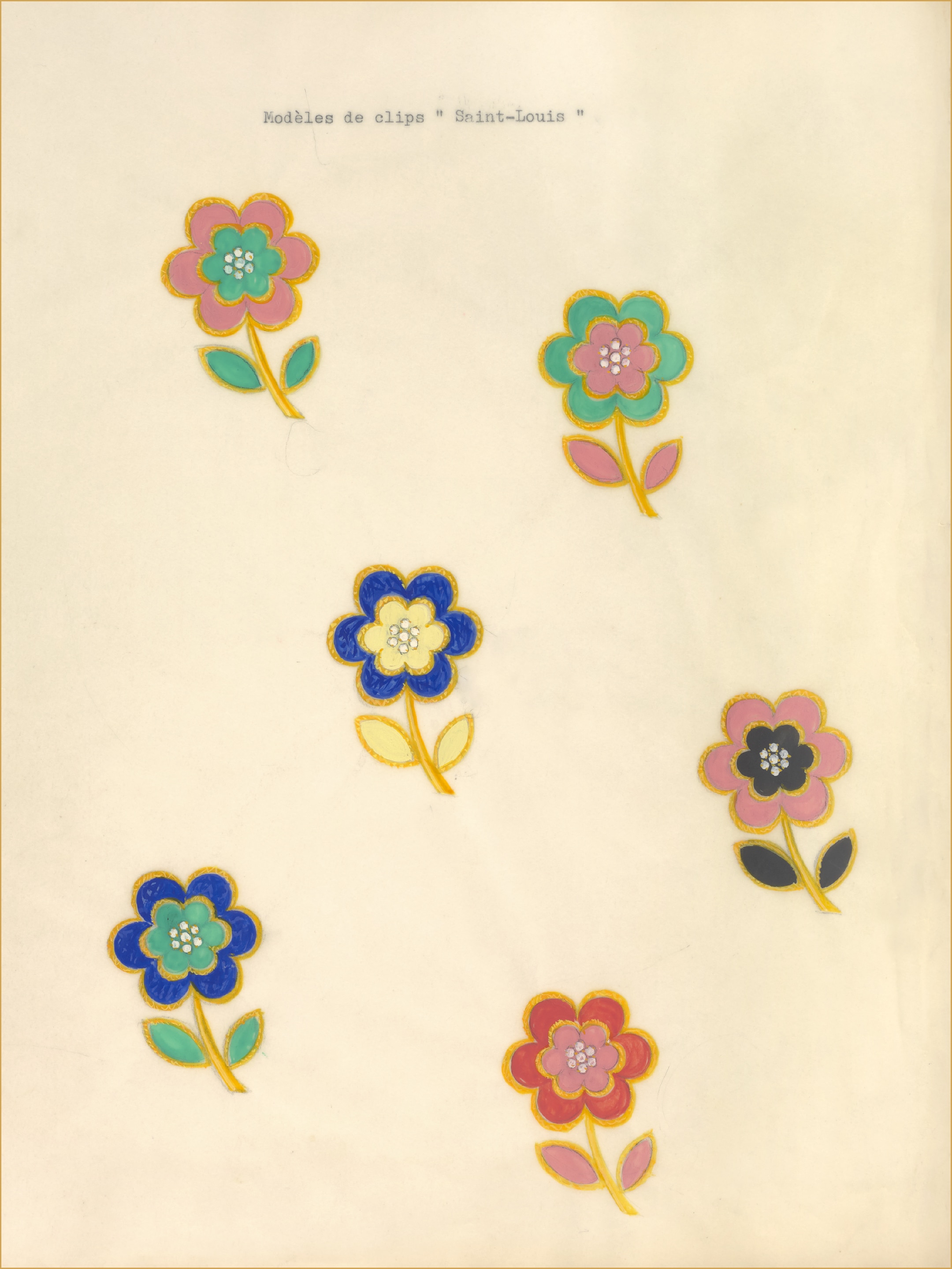 Saint Louis胸针设计图，约1970年。Van Cleef & Arpels梵克雅宝档案。