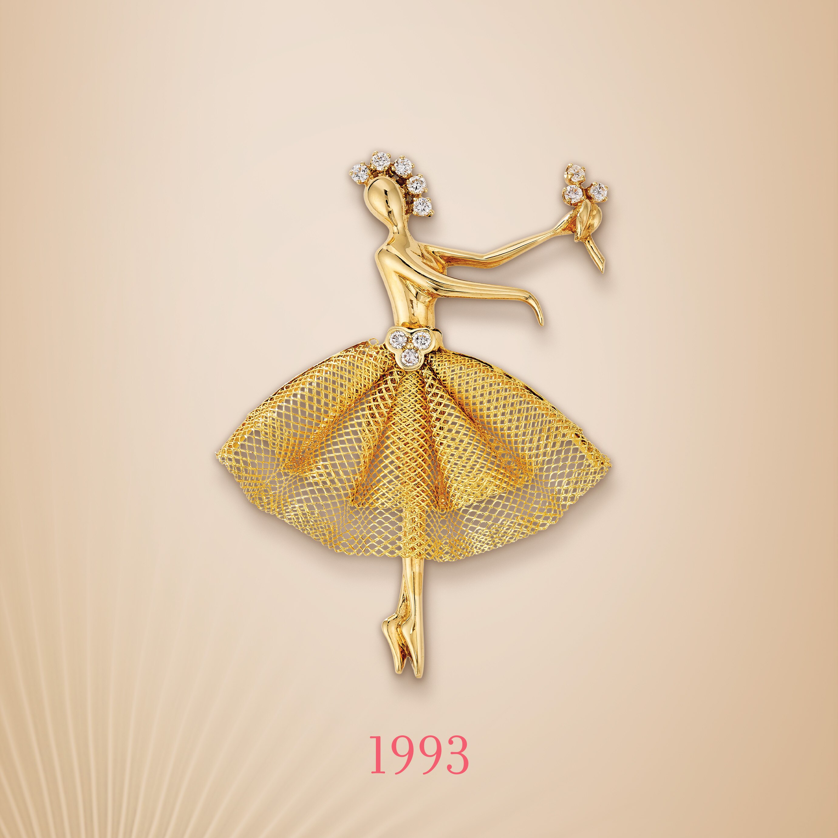 Dancer clip, 1993. 18K yellow gold, 18K white gold, diamonds. Van Cleef & Arpels Collection.