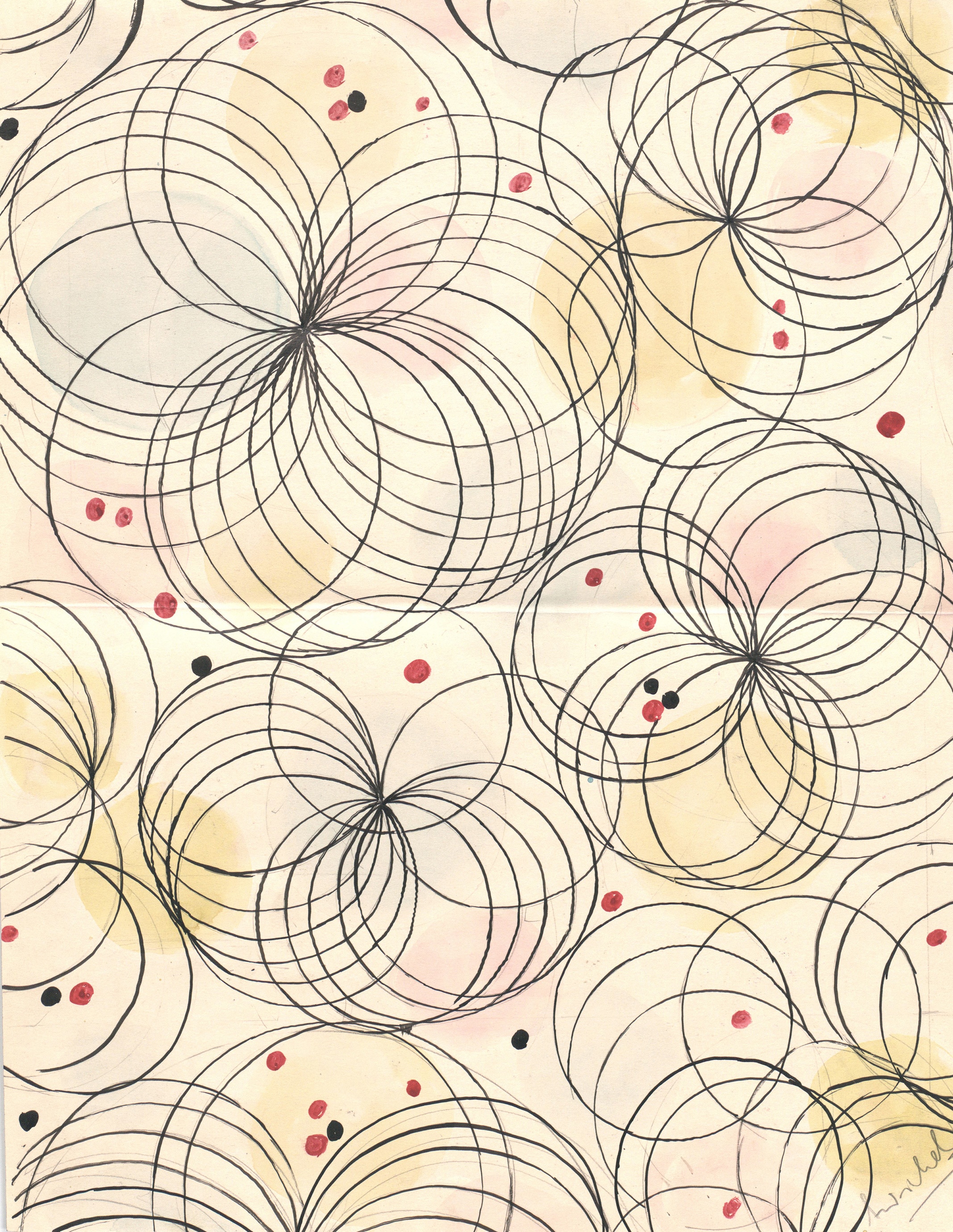 Entwurf für die Wiener Werkstätte, Stoff Sirocco, Wien, 1929. Bleistift, Tusche, Gouache. MAK.