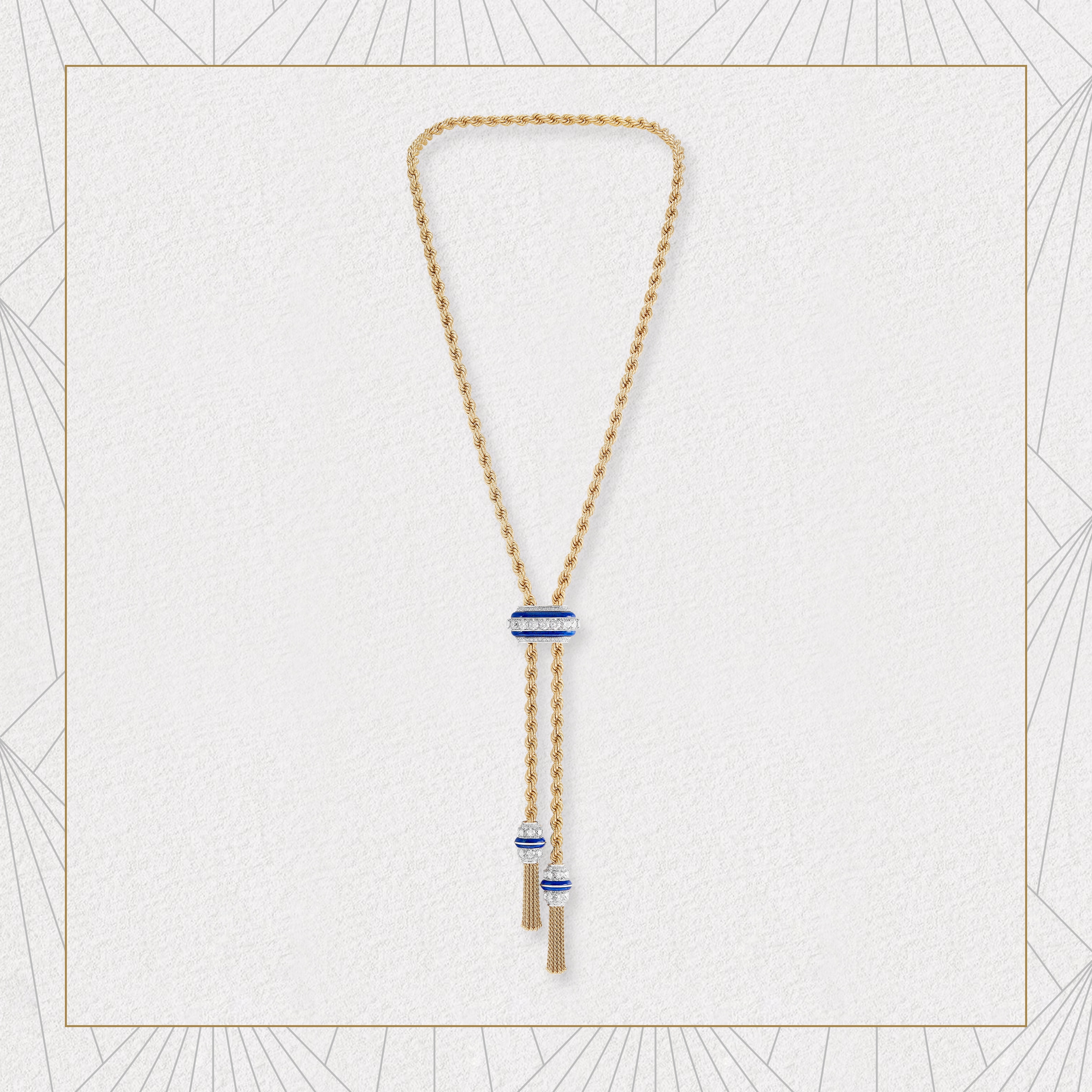 Langes Collier Liane™, Gelbgold, Weißgold, Lapislazuli, Diamanten. Van Cleef & Arpels