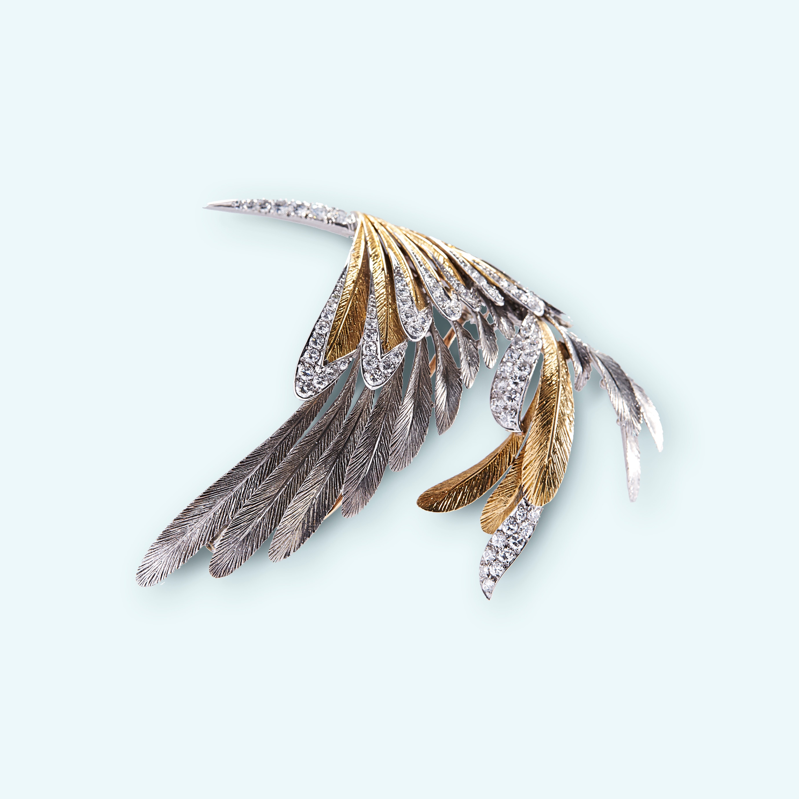 Pierre Sterlé, Bird Brooch, yellow gold, platina, diamonds. Private collection