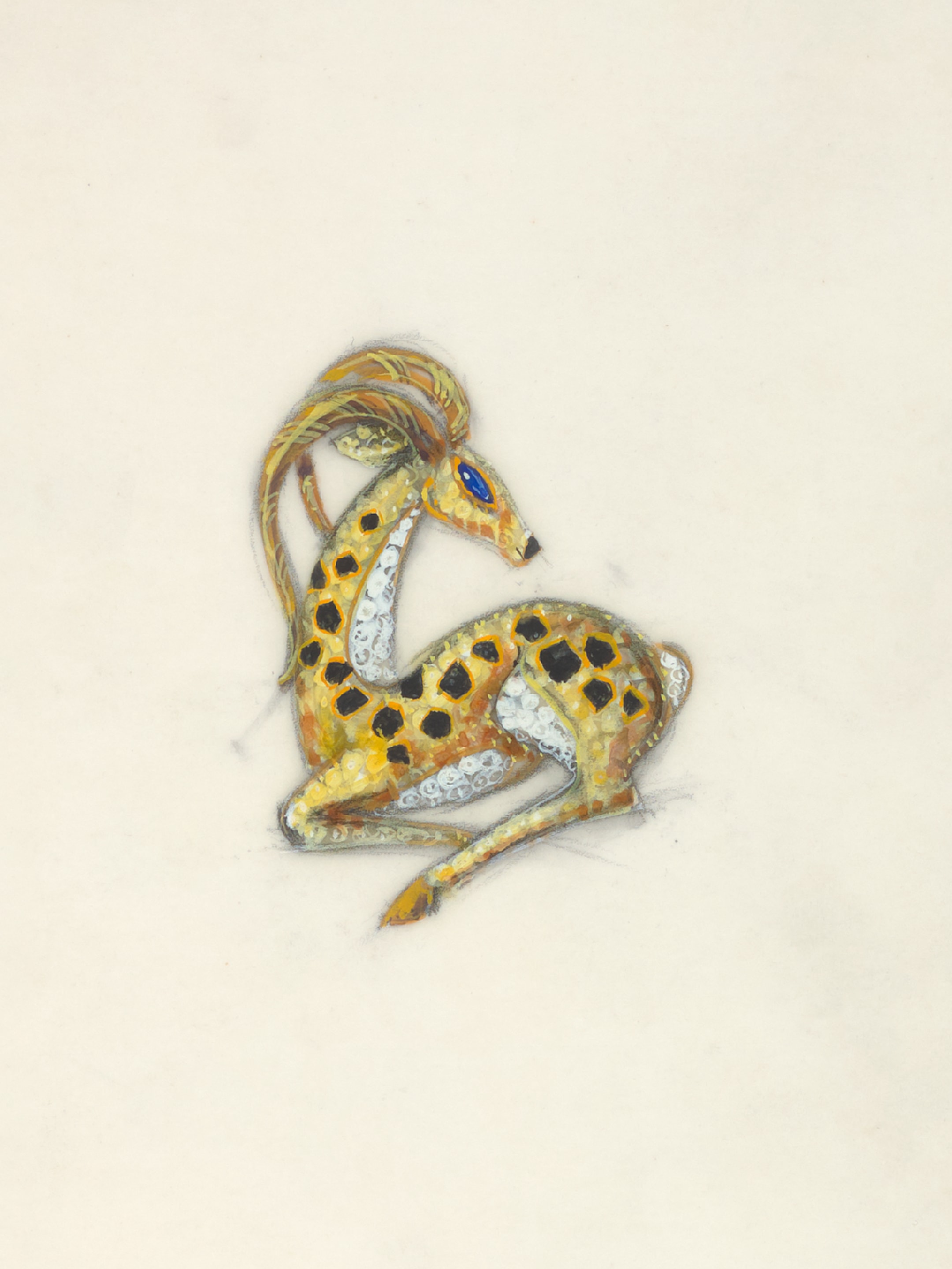 Drawing of a Antelope clip, circa 1972. Van Cleef & Arpels Archives.