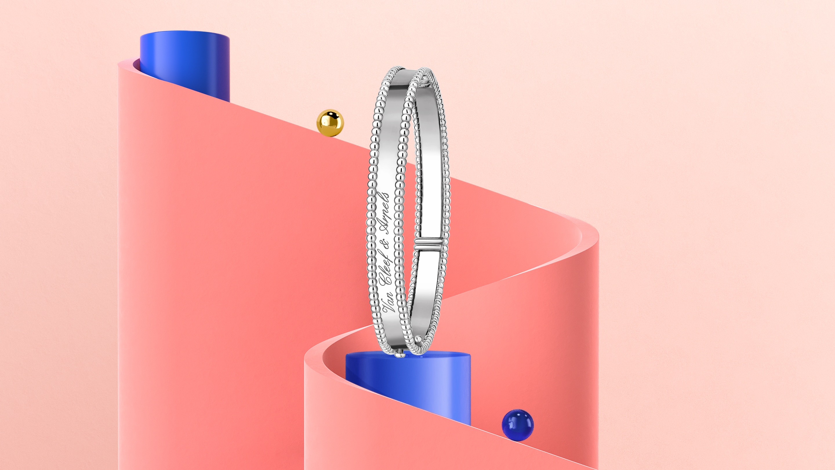 Perlée signature bracelet, 18K white gold. Perlée® collection, Van Cleef & Arpels.