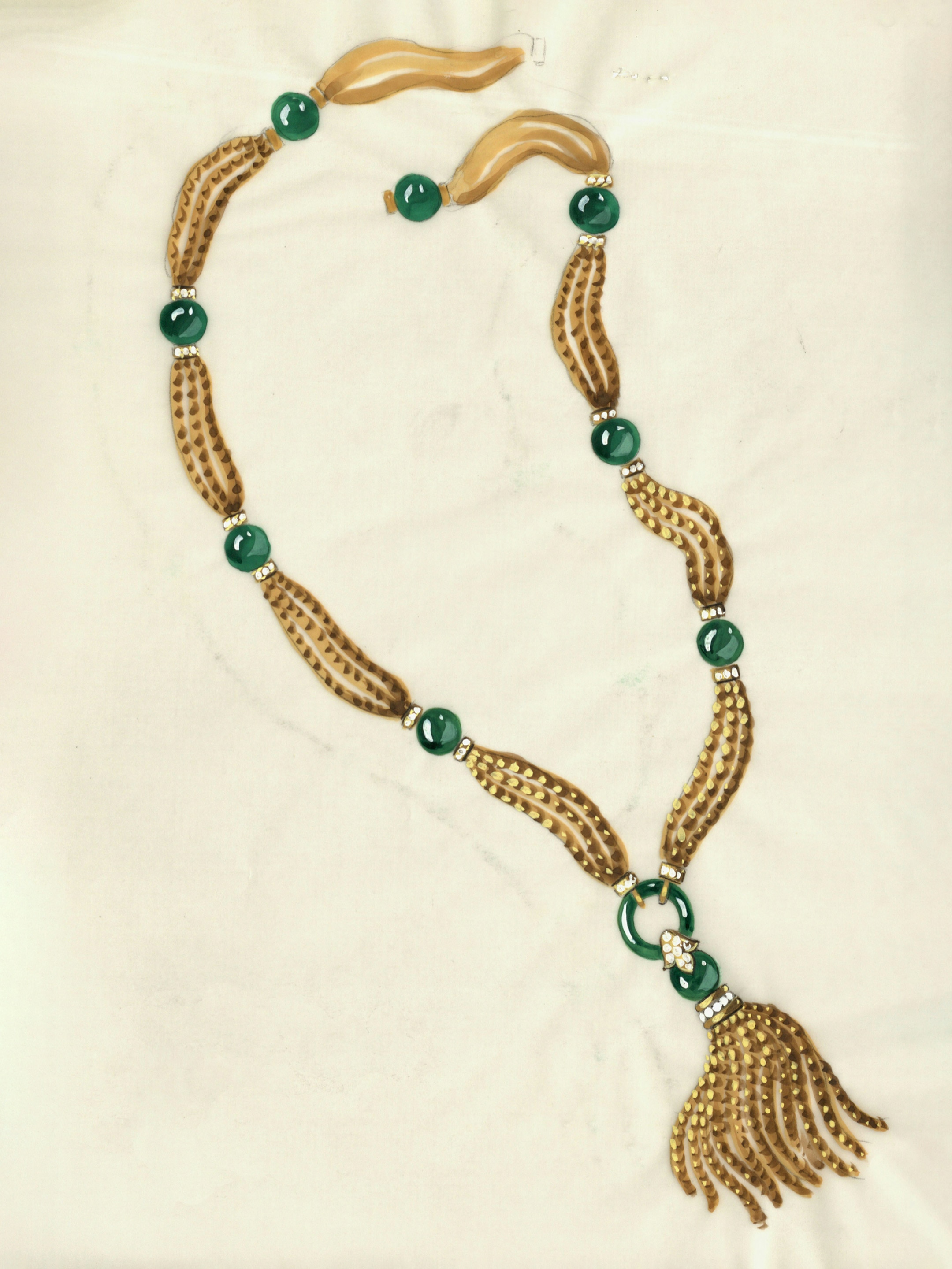 Long necklace design, circa 1970. Van Cleef & Arpels Archives.