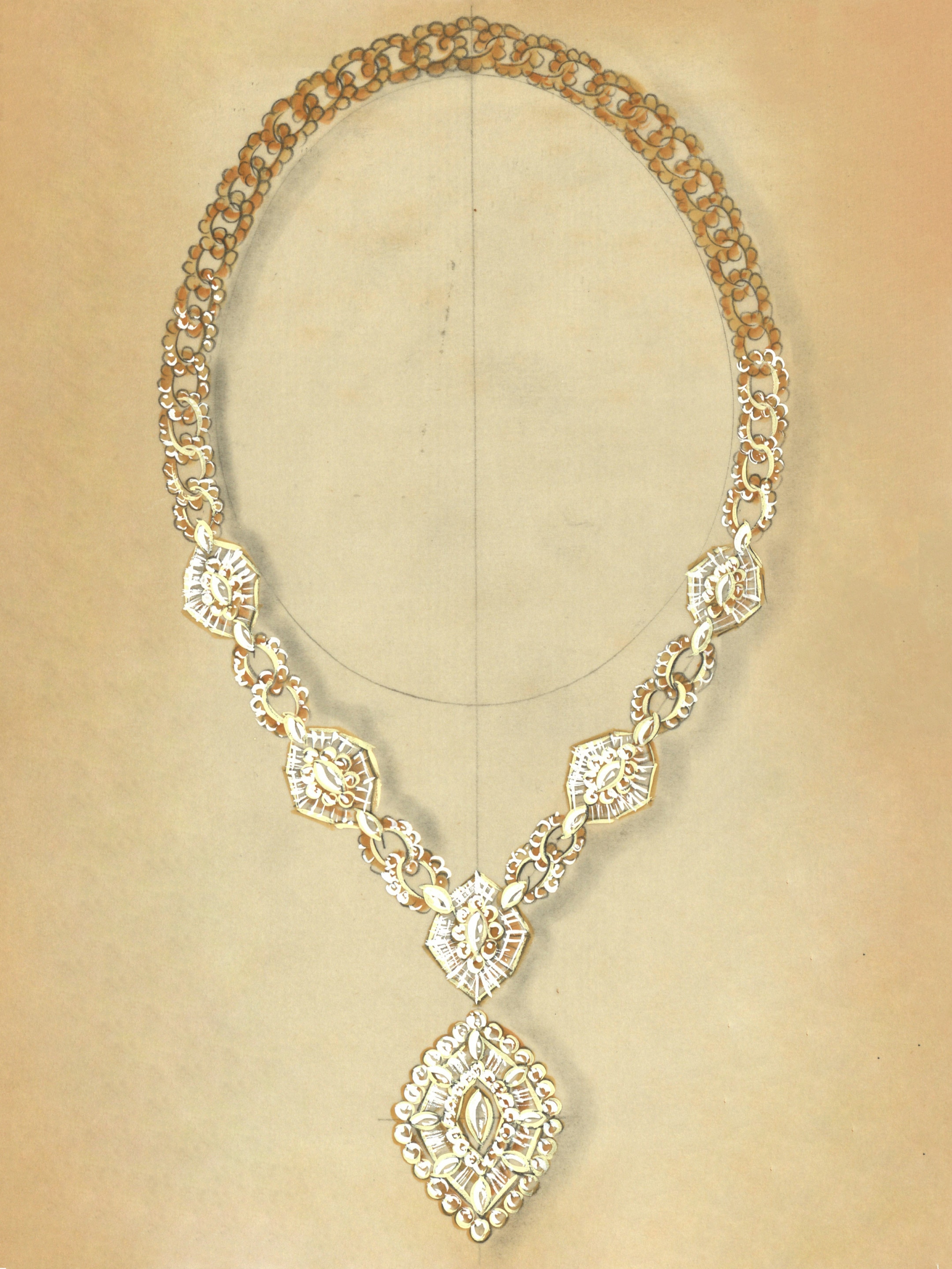 Long necklace design, circa 1970. Van Cleef & Arpels Archives.
