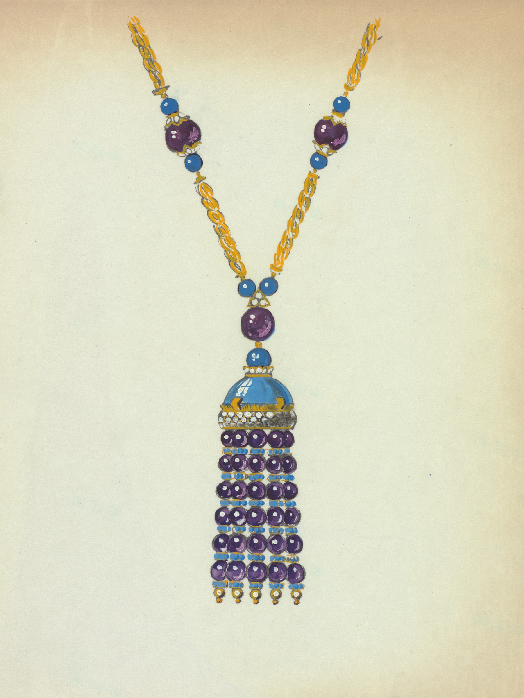 Tassel long necklace design, circa 1970. Van Cleef & Arpels Archives.