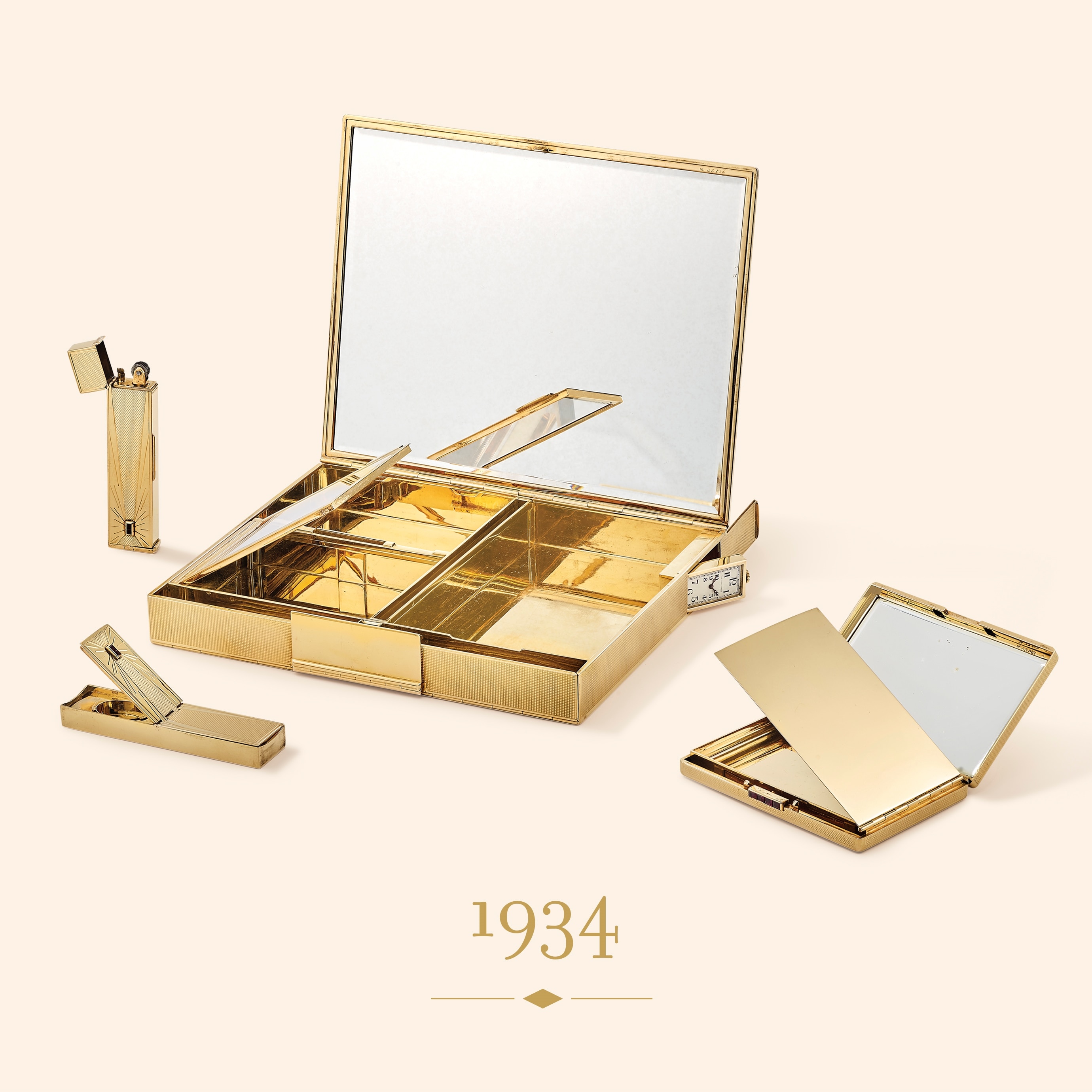 Minaudière, 1934. Or jaune, Serti Mystérieux rubis. Collection Van Cleef & Arpels.