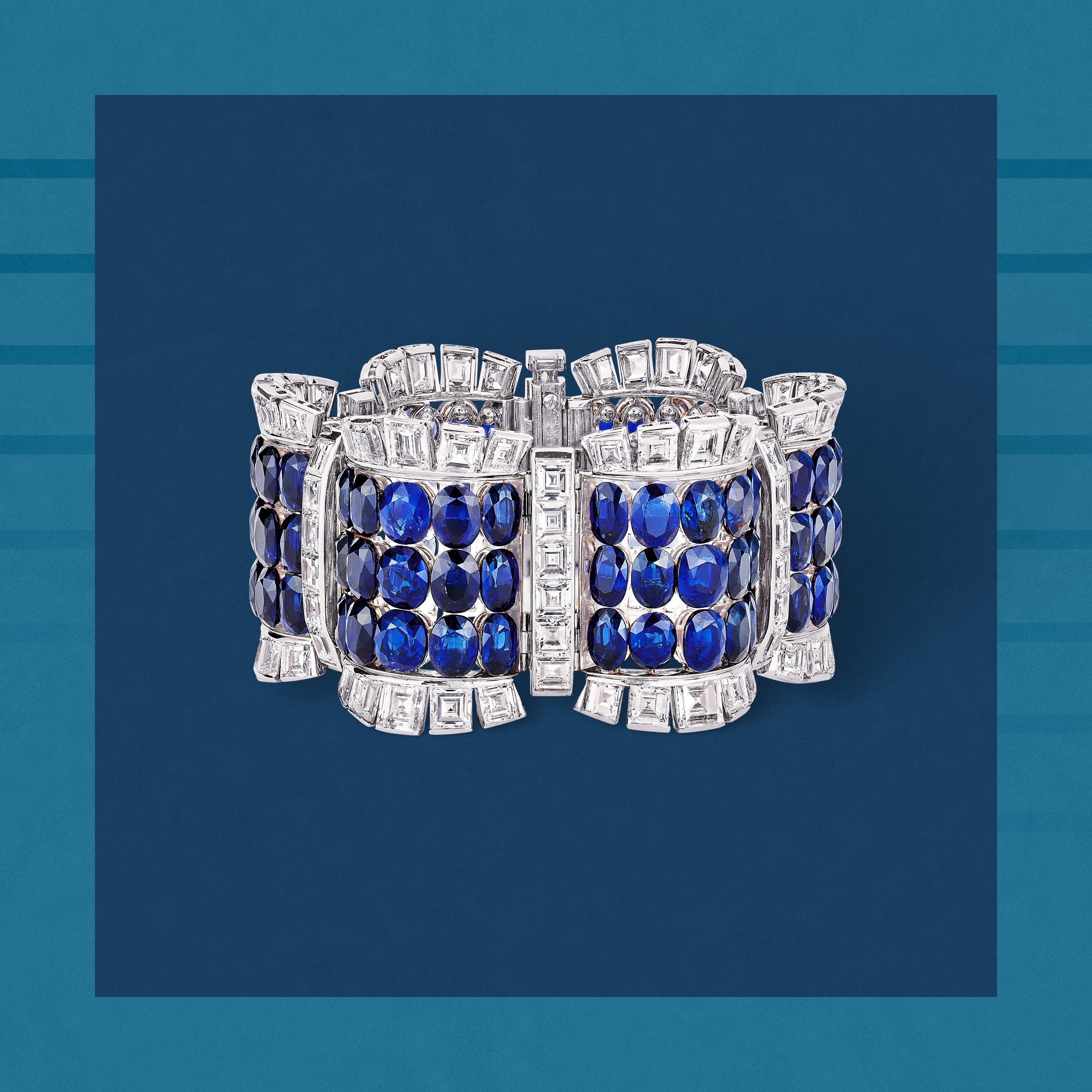 Bracelet, 1937. Platine, or blanc, saphirs, diamants. Collection Van Cleef & Arpels.