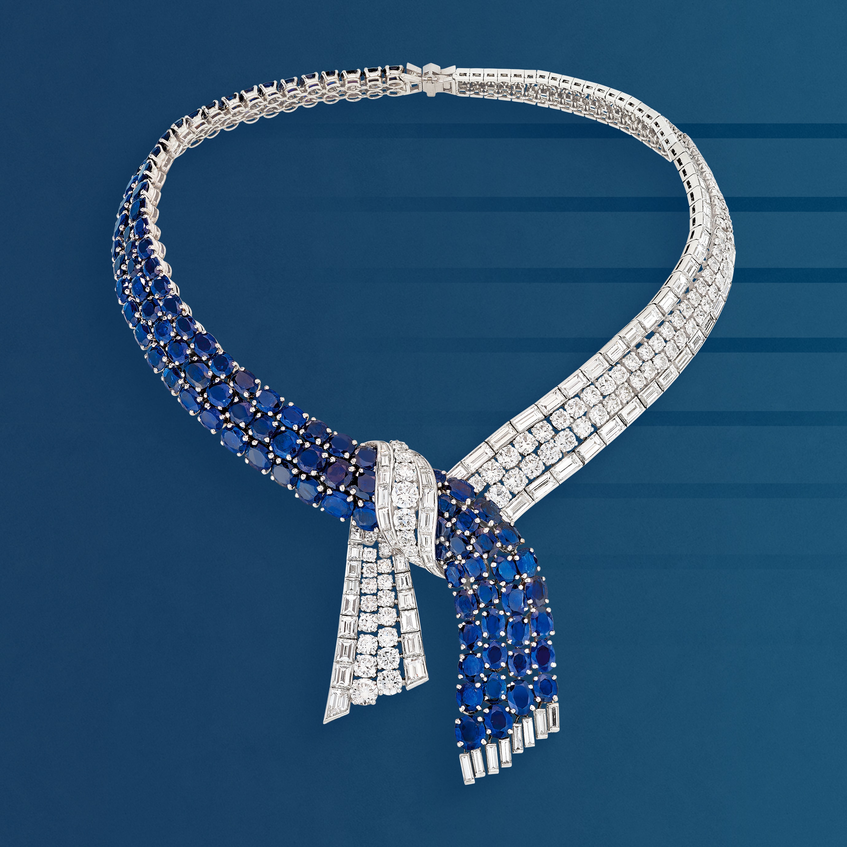 Tie necklace, 1954. Platinum, sapphires, diamonds. Van Cleef & Arpels Collection.
