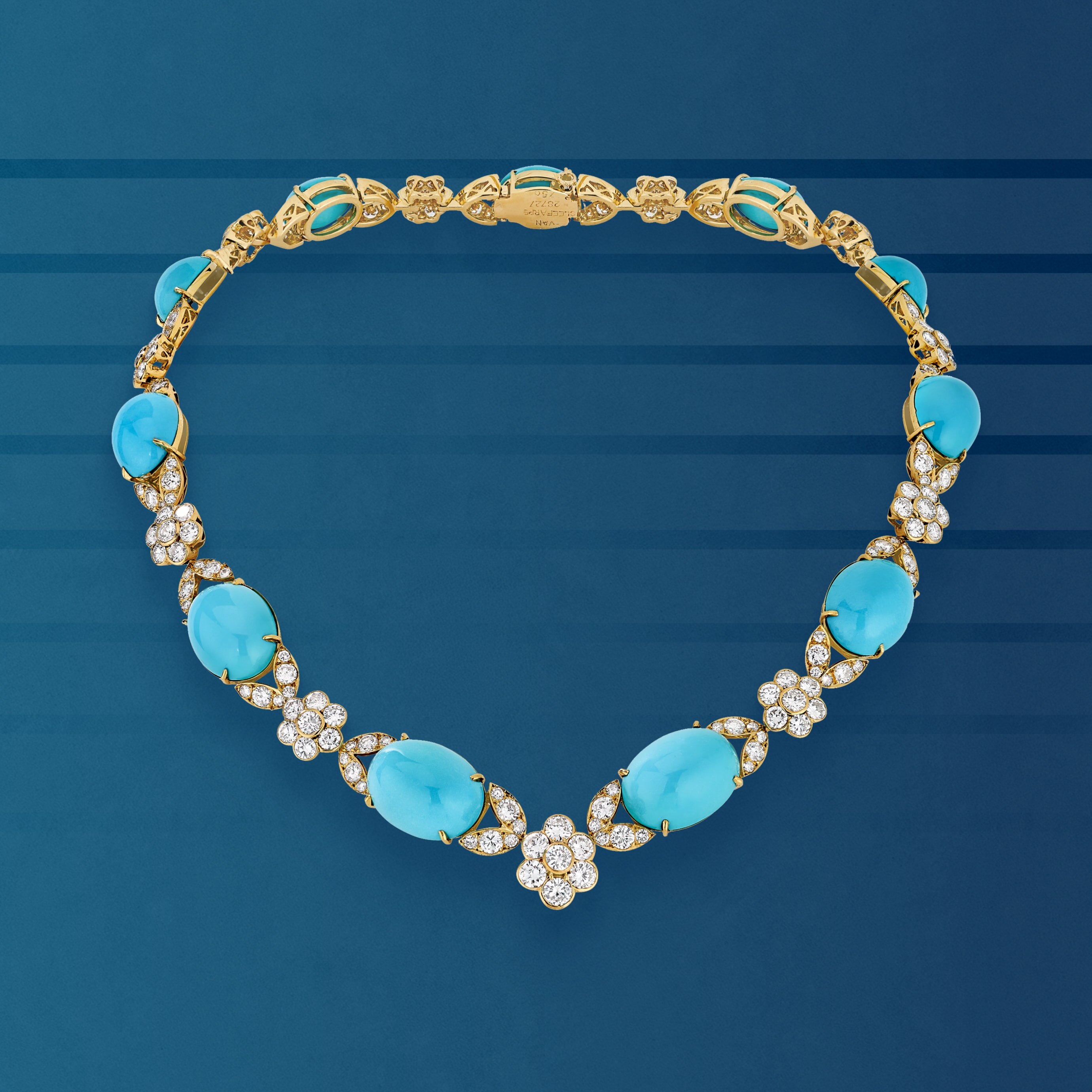 Mazurka necklace, 1978. 18K yellow gold, turquoises, diamonds. Van Cleef & Arpels Collection.