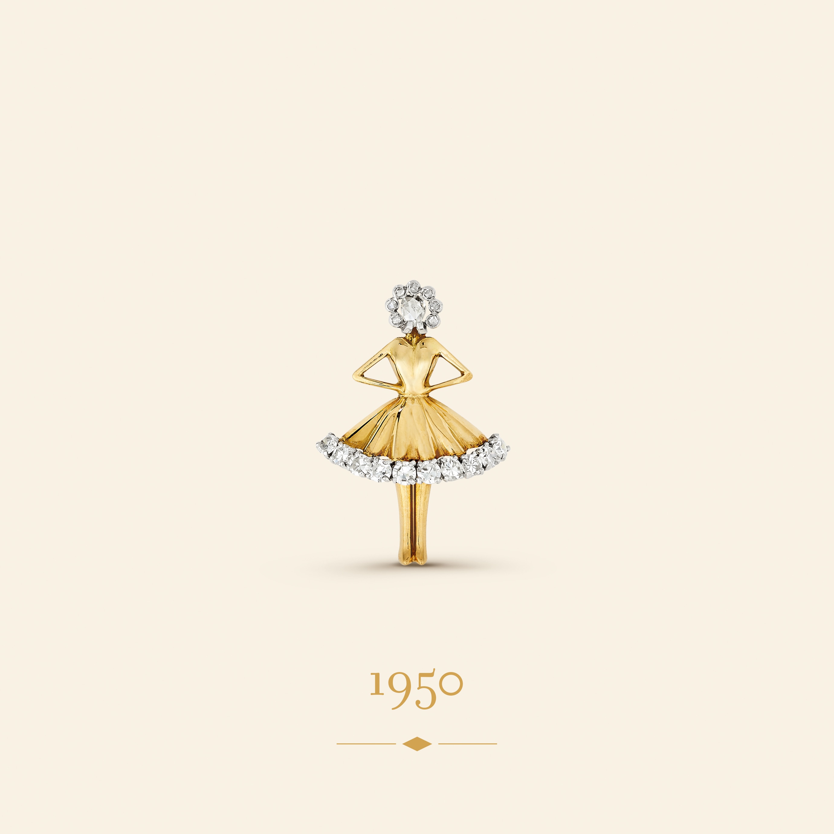 Little Dancer clip, 1950. Yellow gold, platinum, diamonds. Van Cleef & Arpels Collection.