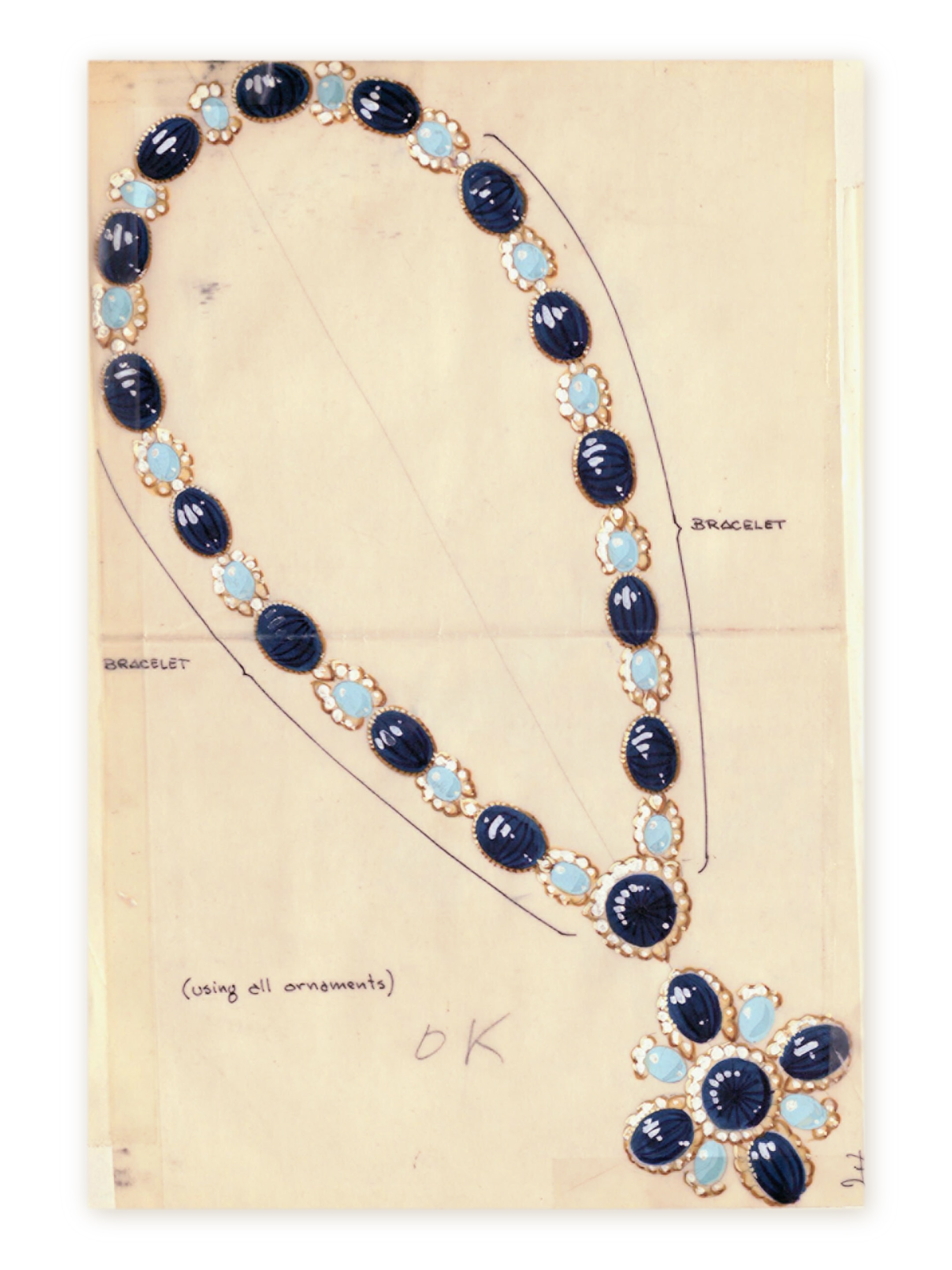 Drawing of a sautoir, 1968. Van Cleef & Arpels Archives.