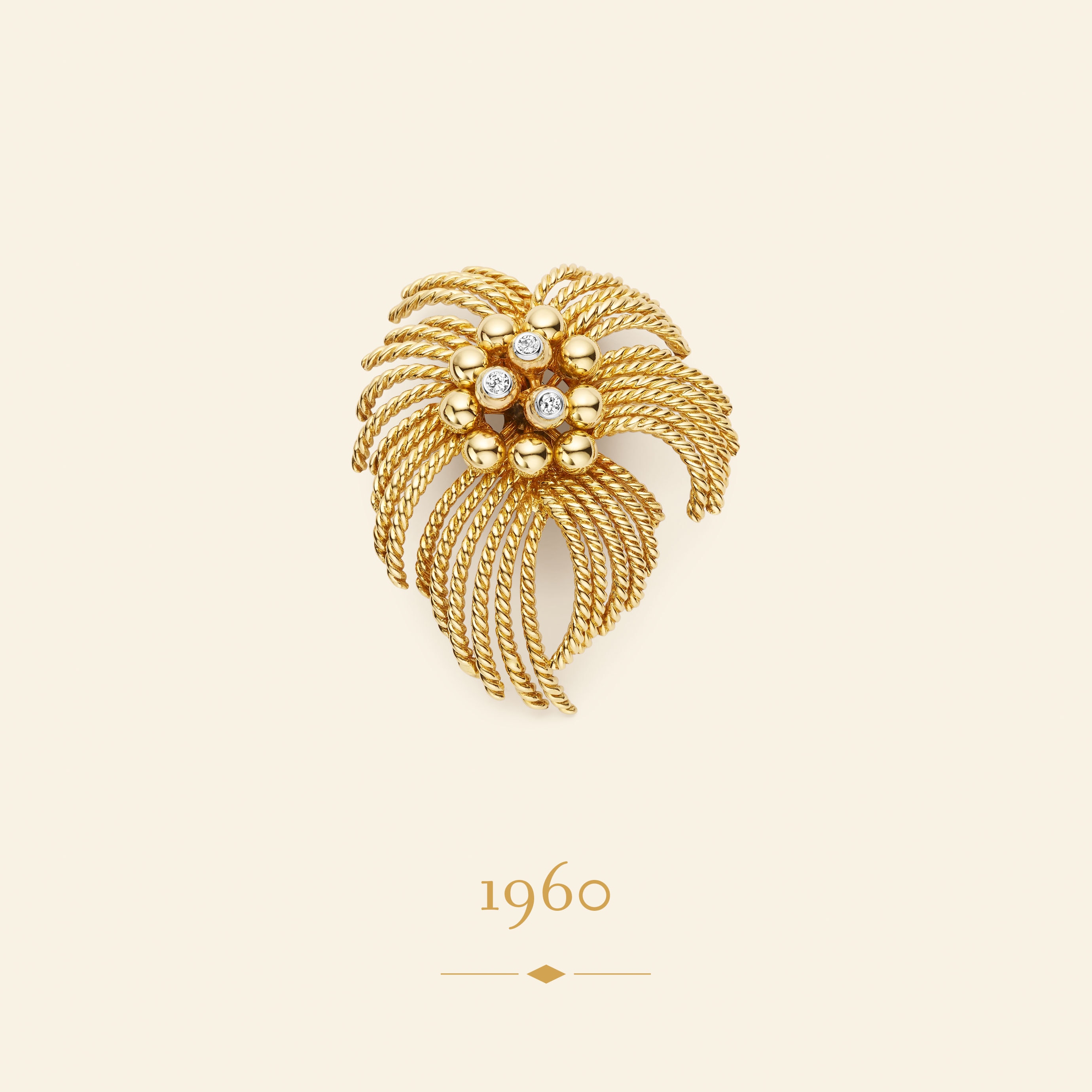 Feu d'artifice clip, 1960. Oro amarillo, oro blanco, diamantes. Colección Van Cleef & Arpels.