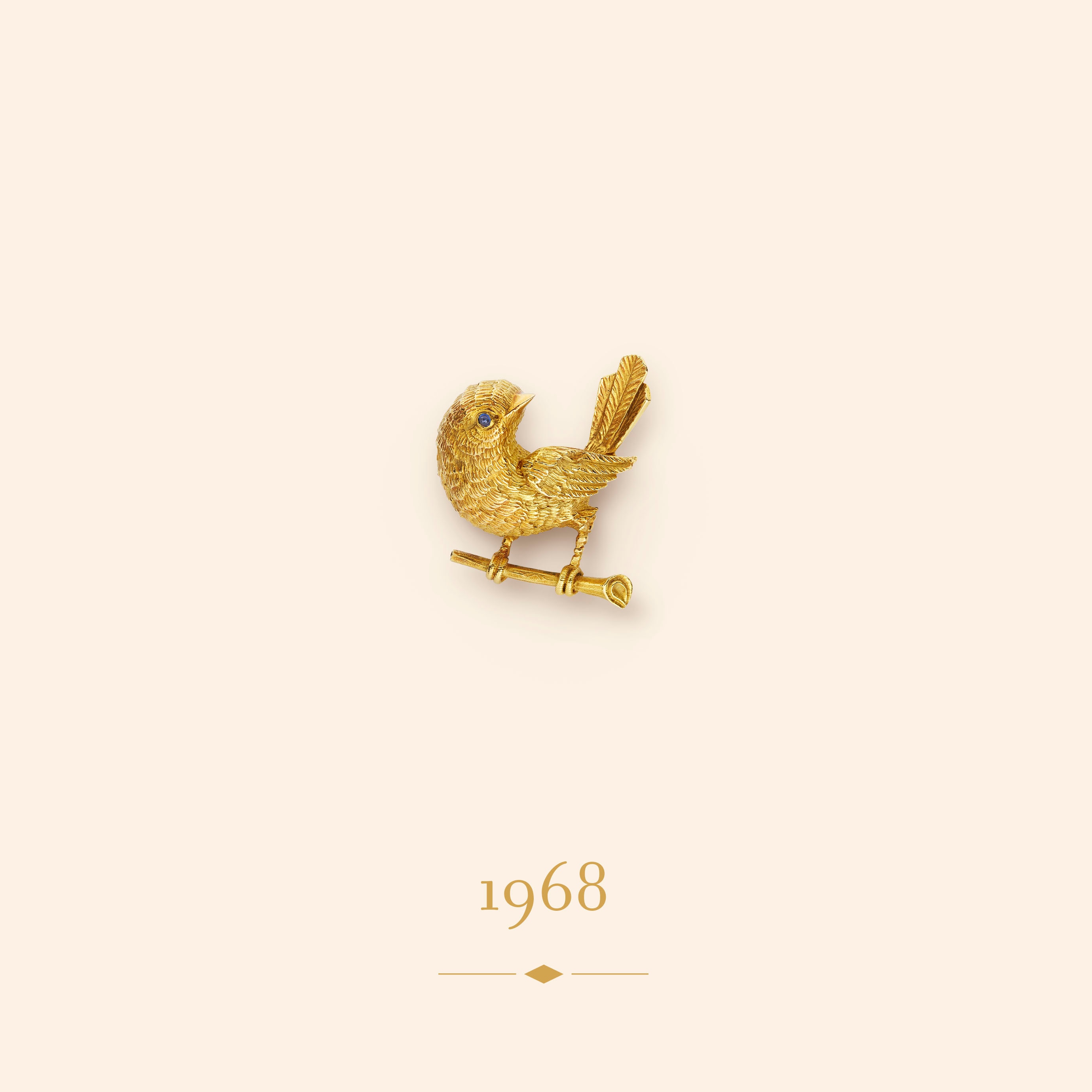 Clip Moineau, 1968. Gelbgold, Saphir. Sammlung Van Cleef & Arpels.