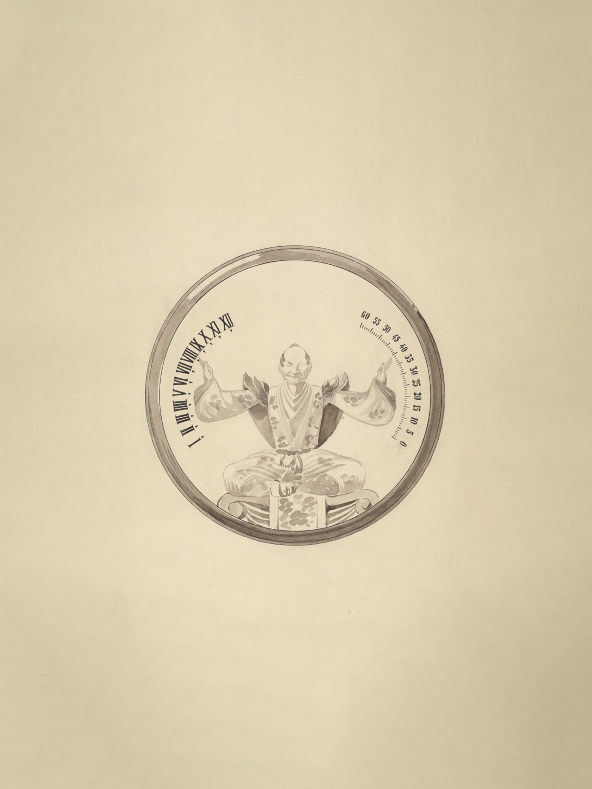 Drawing of the Chinese Magician pocket watch, 1927. H5Van Cleef & Arpels archives.