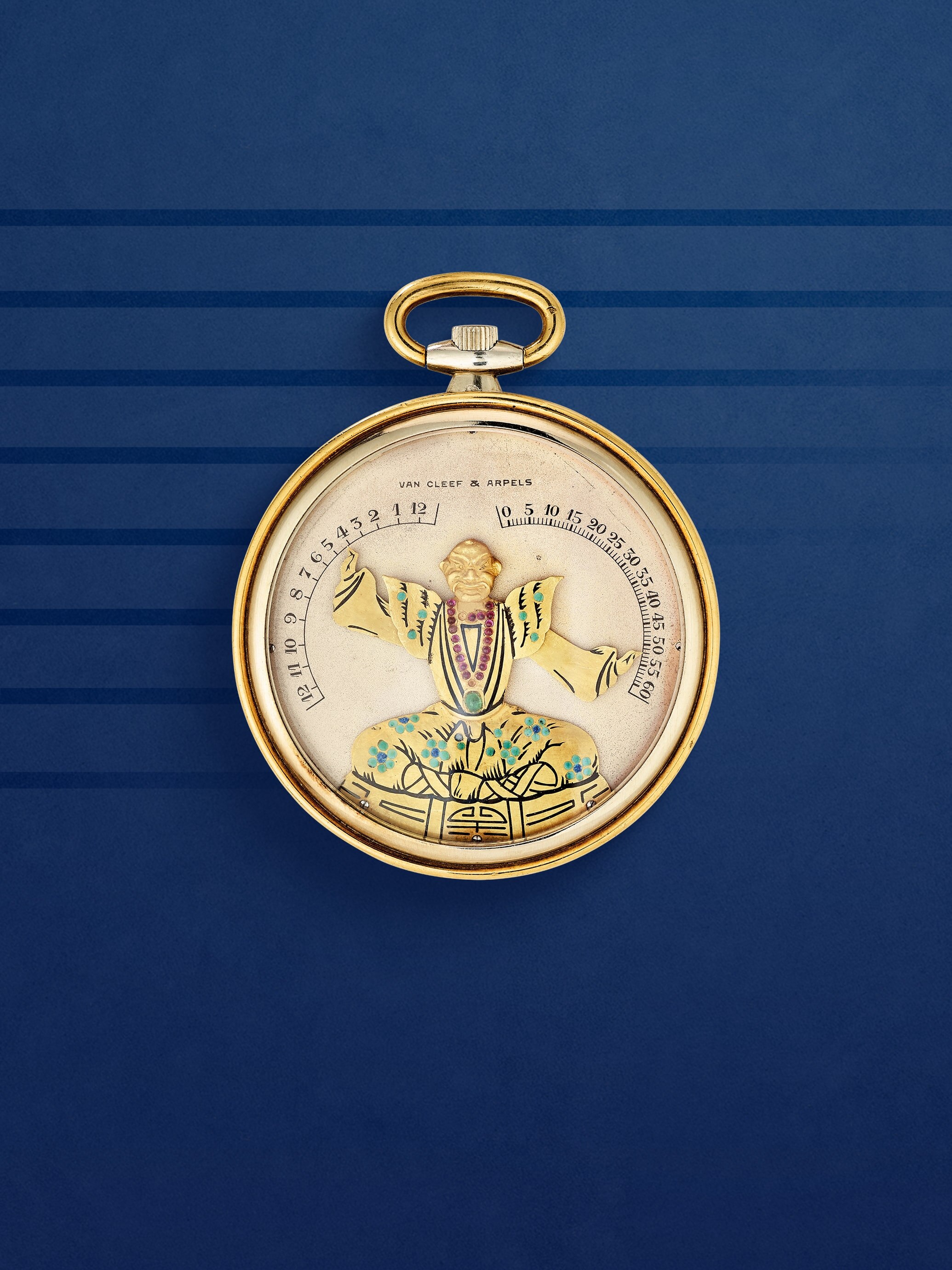 Chinese Magician pocket watch, 1927. Yellow gold, osmior, emeralds, rubies, sapphires, turquoise, enamel. Van Cleef & Arpels Collection.