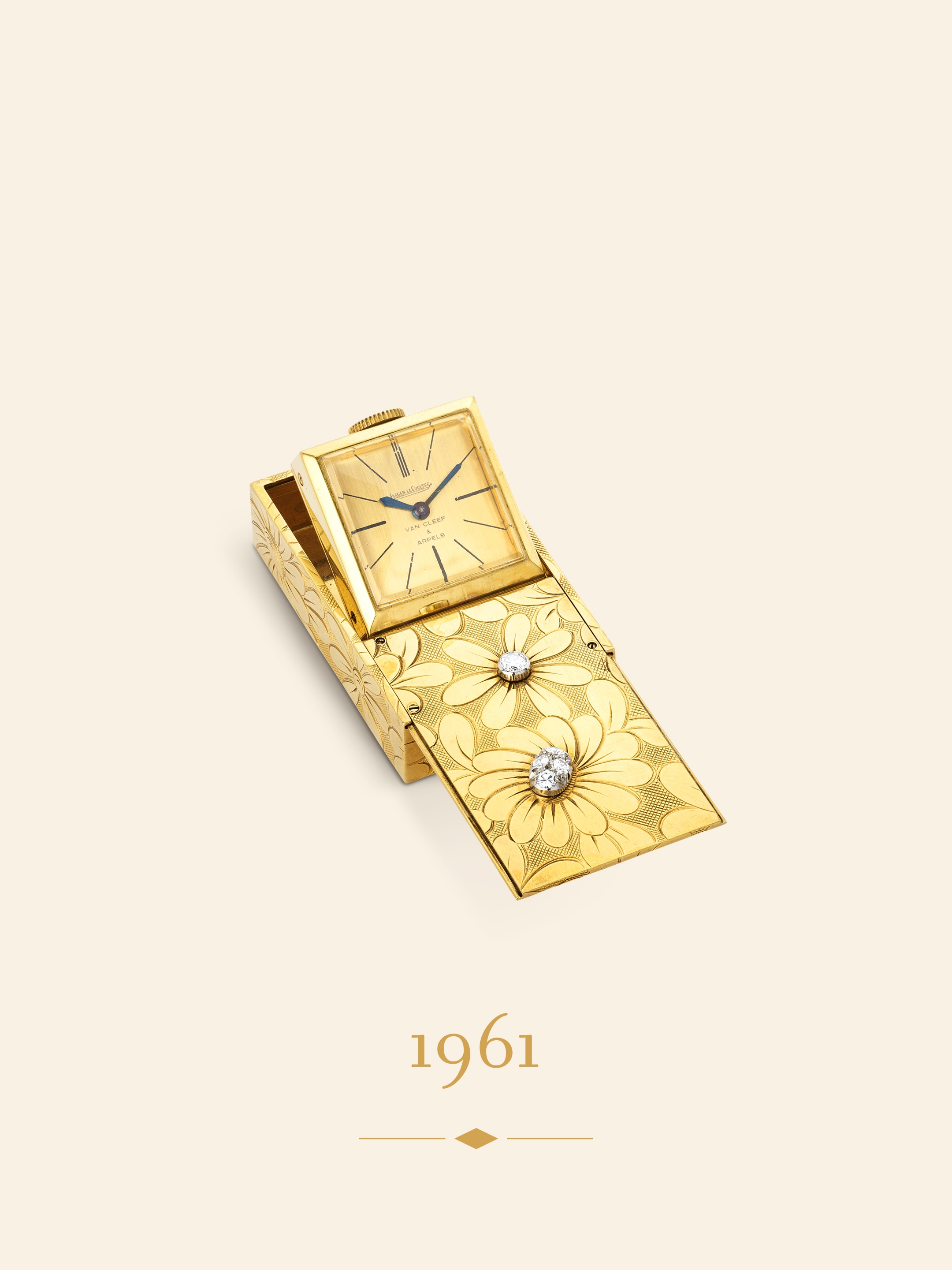 Daisy sliding watch, 1961. Yellow gold, platinum, diamonds. Van Cleef & Arpels Collection.